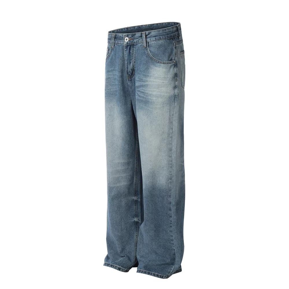 Japanese Brand × Jean American loose straight pleated distressed washed jeans Size US 32 / EU 48 - 2 Thumbnail