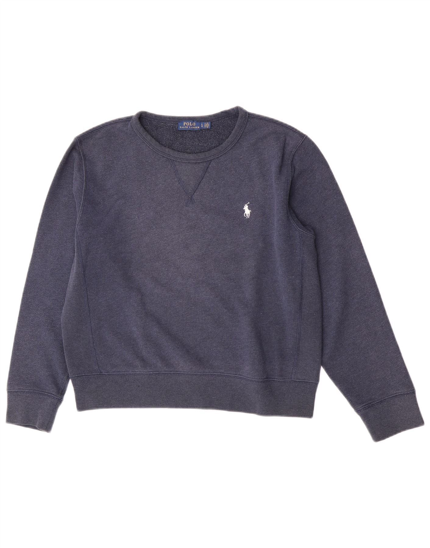 Polo Ralph Lauren Womens Sweatshirt Jumper UK 16 Large Navy Blue Cotton Size M / US 6-8 / IT 42-44 - 1 Thumbnail