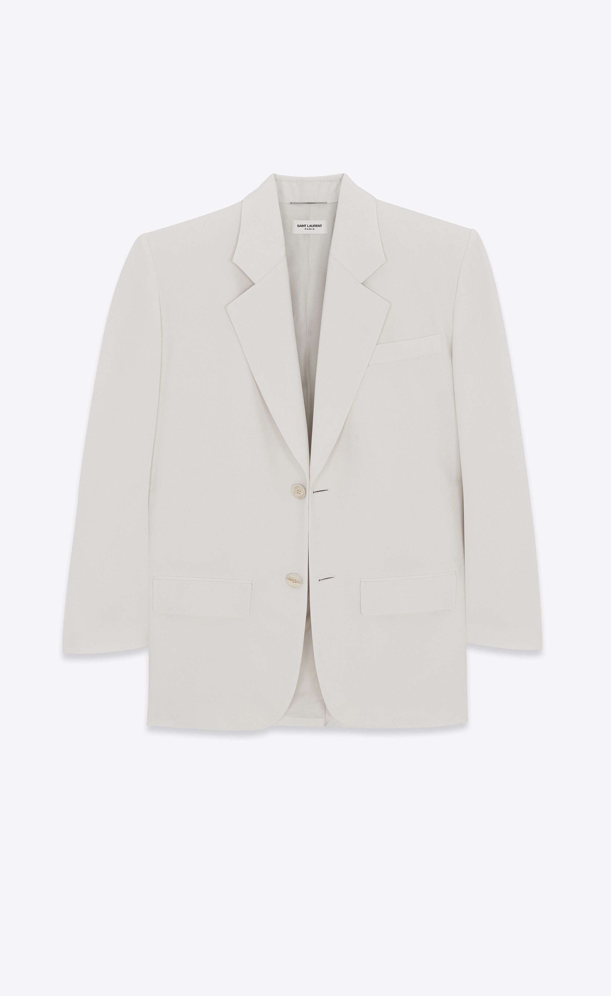 Saint Laurent Paris o1s1wg110125 782773 Oversized Jacket in Wool Gabardine White Size US S / EU 44-46 / 1 - 3 Thumbnail