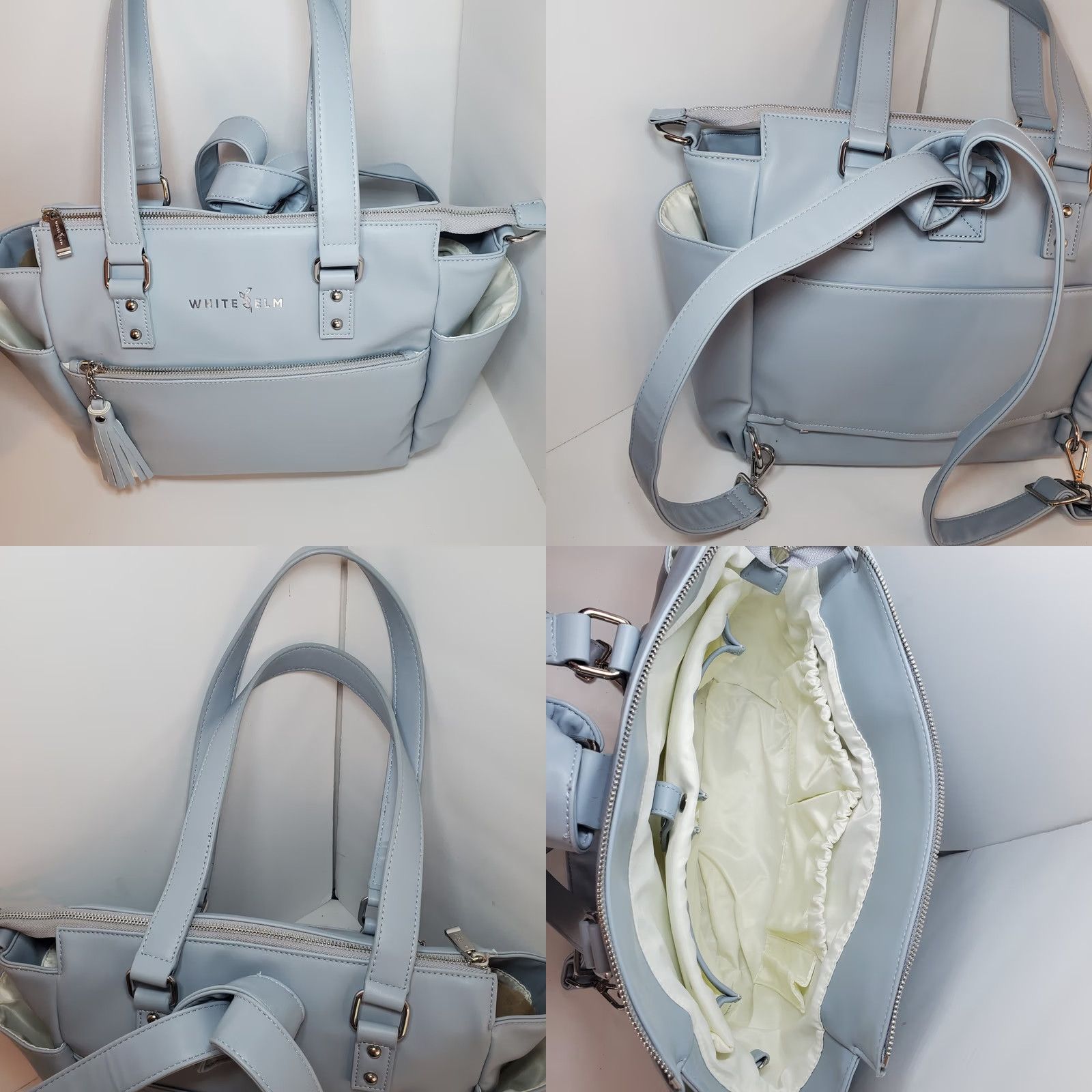 Vintage White Elm Gemini Convertible Backpack Travel Work Diaper Bag Rare Grey White Size ONE SIZE - 8 Thumbnail