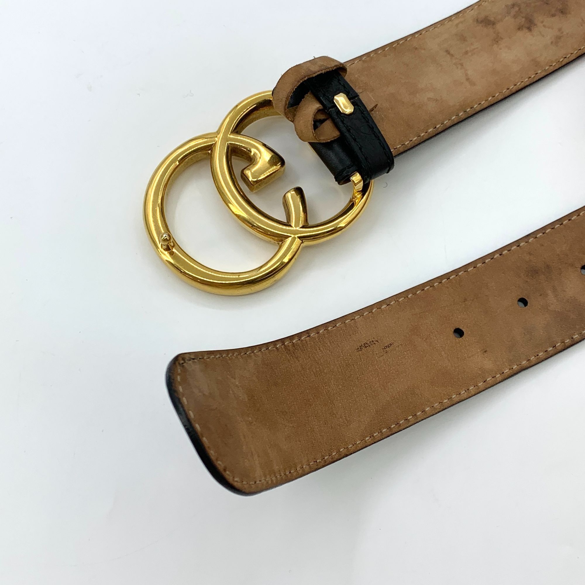 Gucci Gucci Black Leather Double G Gold Buckle Belt 85cm Made In I Size ONE SIZE - 8 Thumbnail