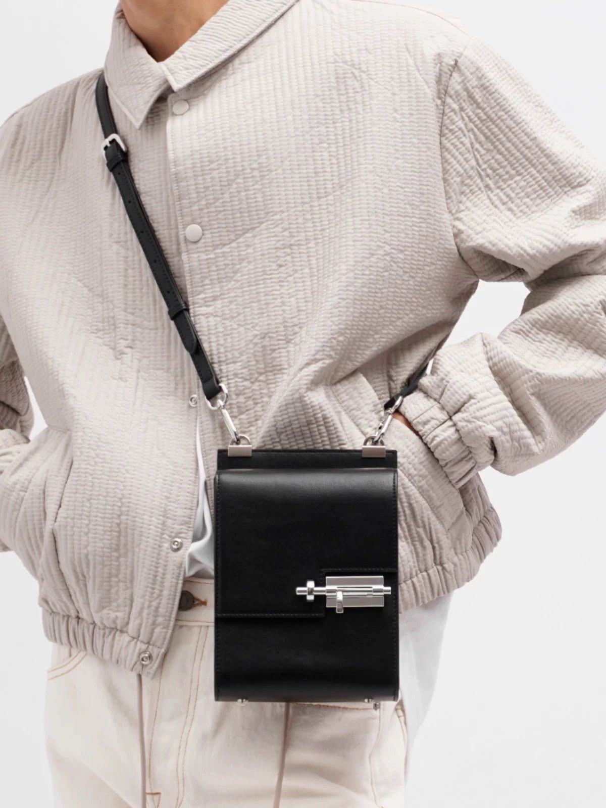 Modern Luxe Black Mini Bag – Industrial Lock Detail