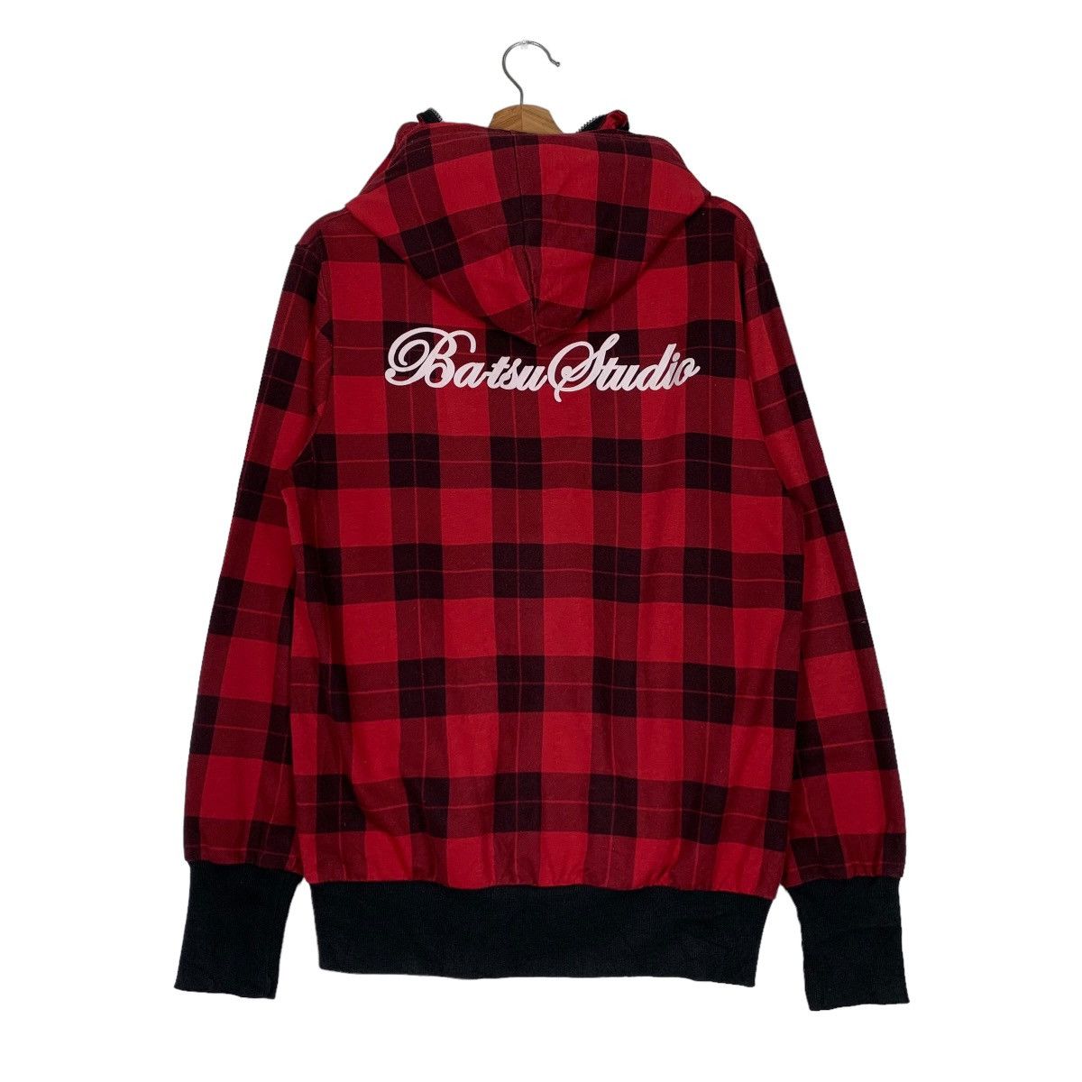 Japanese Brand BATSU STUDIO Big Logo Tartan Zipper Hoodies #0806-C36 Size US M / EU 48-50 / 2 - 7 Thumbnail