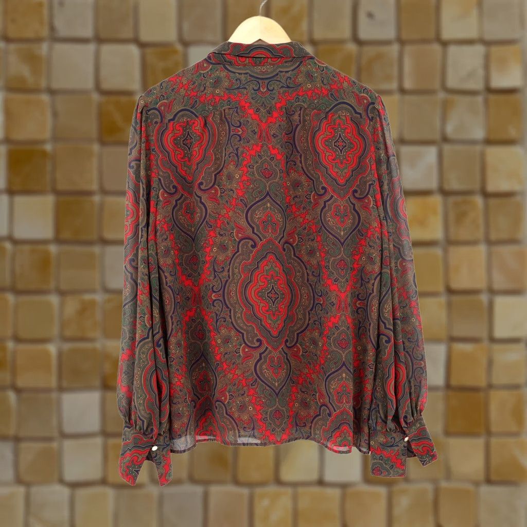 Ralph Lauren Lauren Ralph Lauren Paisley Georgette Tie Neck Shirt Blouse Black Label 2XL NEW Multicolor Polyester Damask Women's Shirt Tie Neck Blouse Size XXL / US 16-18 / IT 52-54 - 1 Thumbnail