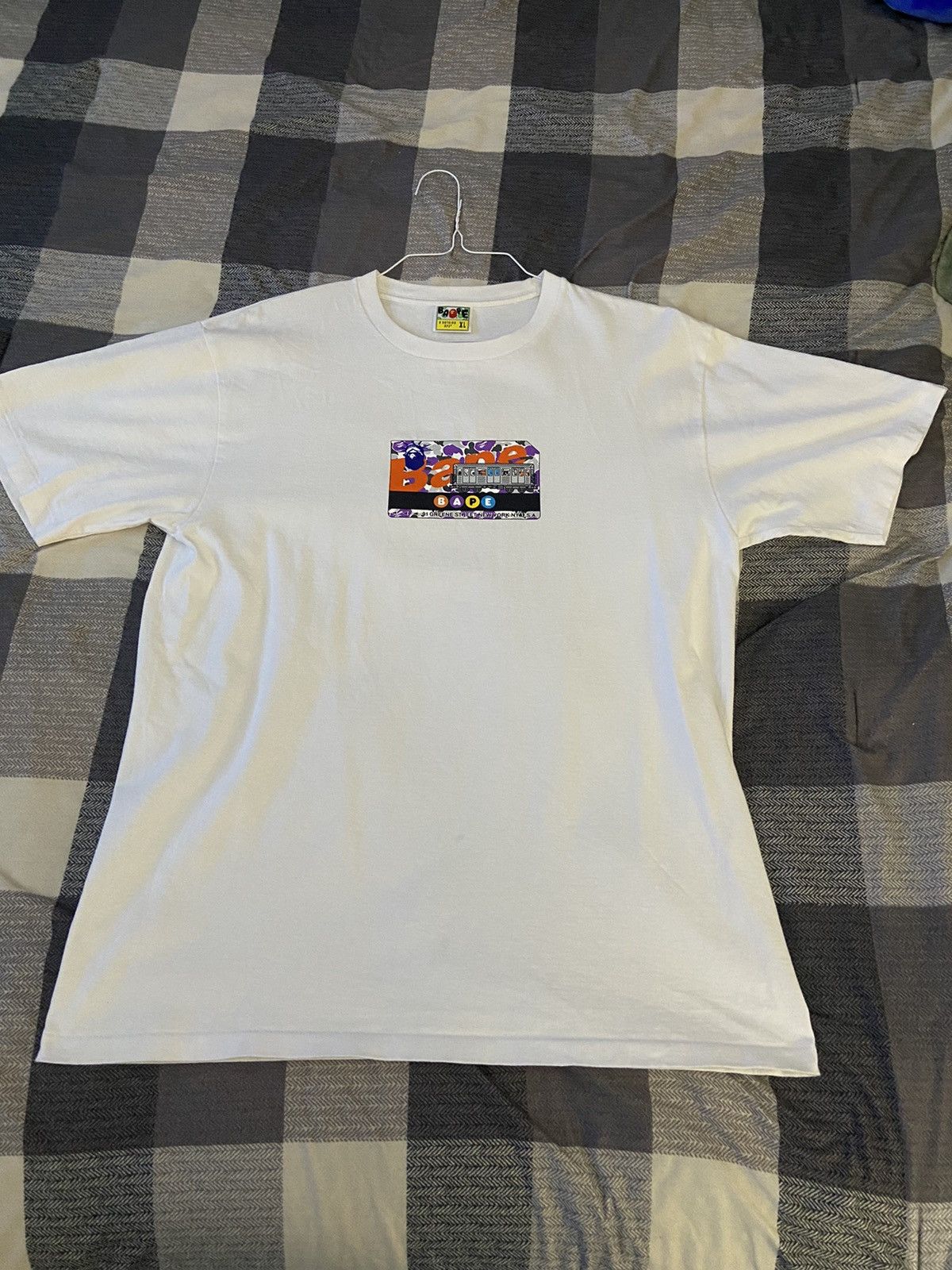 image of Bape Nyc 15Th Anniversary Metro Card Tee in White, Men's (Size XL)