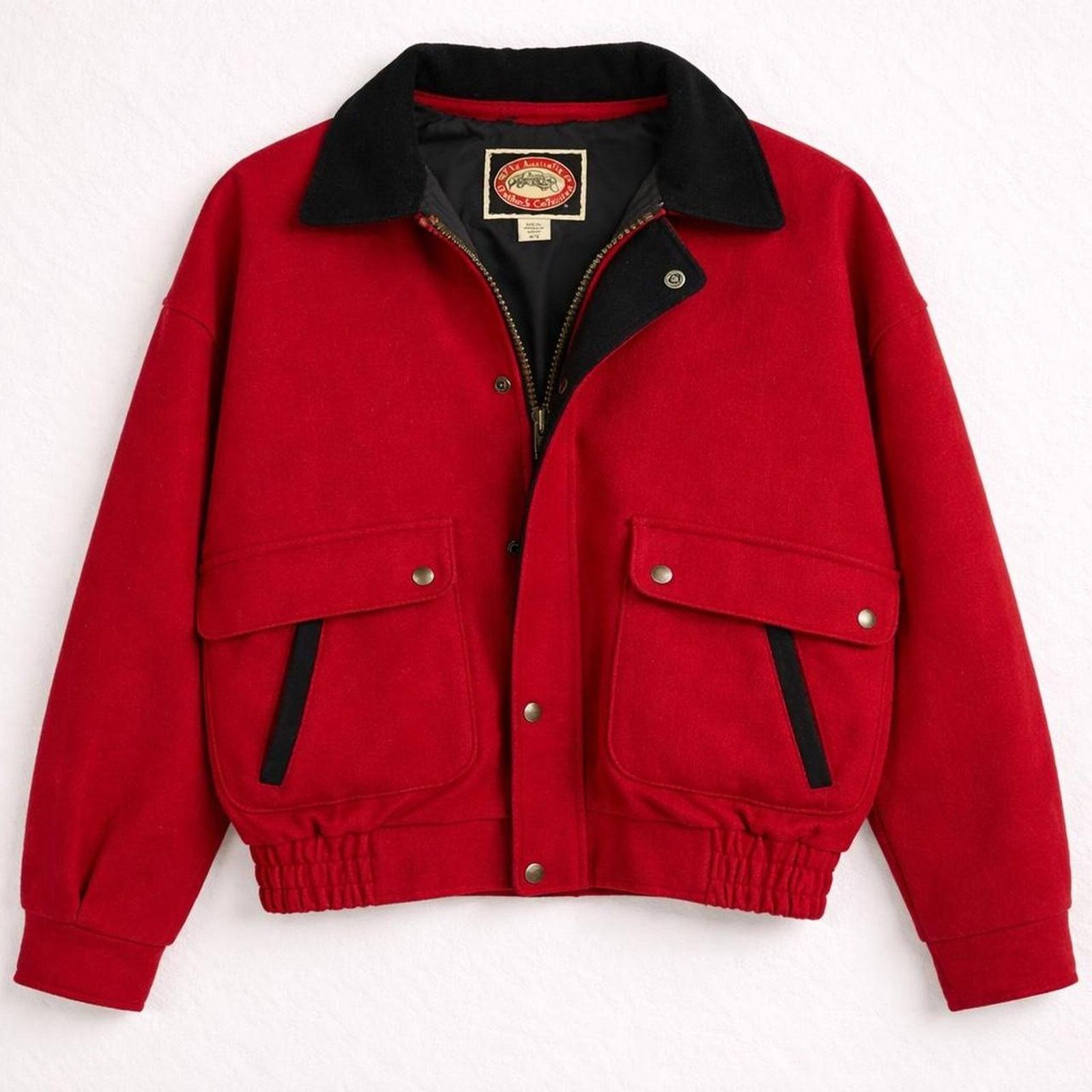 The Australian Outback Collection Vintage 90s Red Wool Bomber Jacket ...