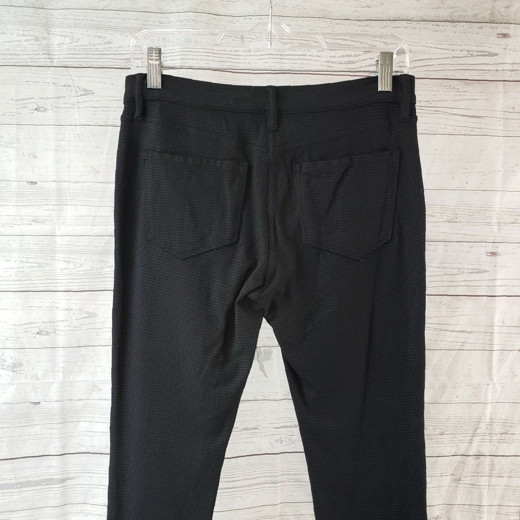 Ann Taylor VINTAGE Ann Taylor LOFT Womens Skinny Ponte Knit Pants Sz 4 Black Windowpane Mid Rise Size 27" / US 4 / IT 40 - 4 Thumbnail