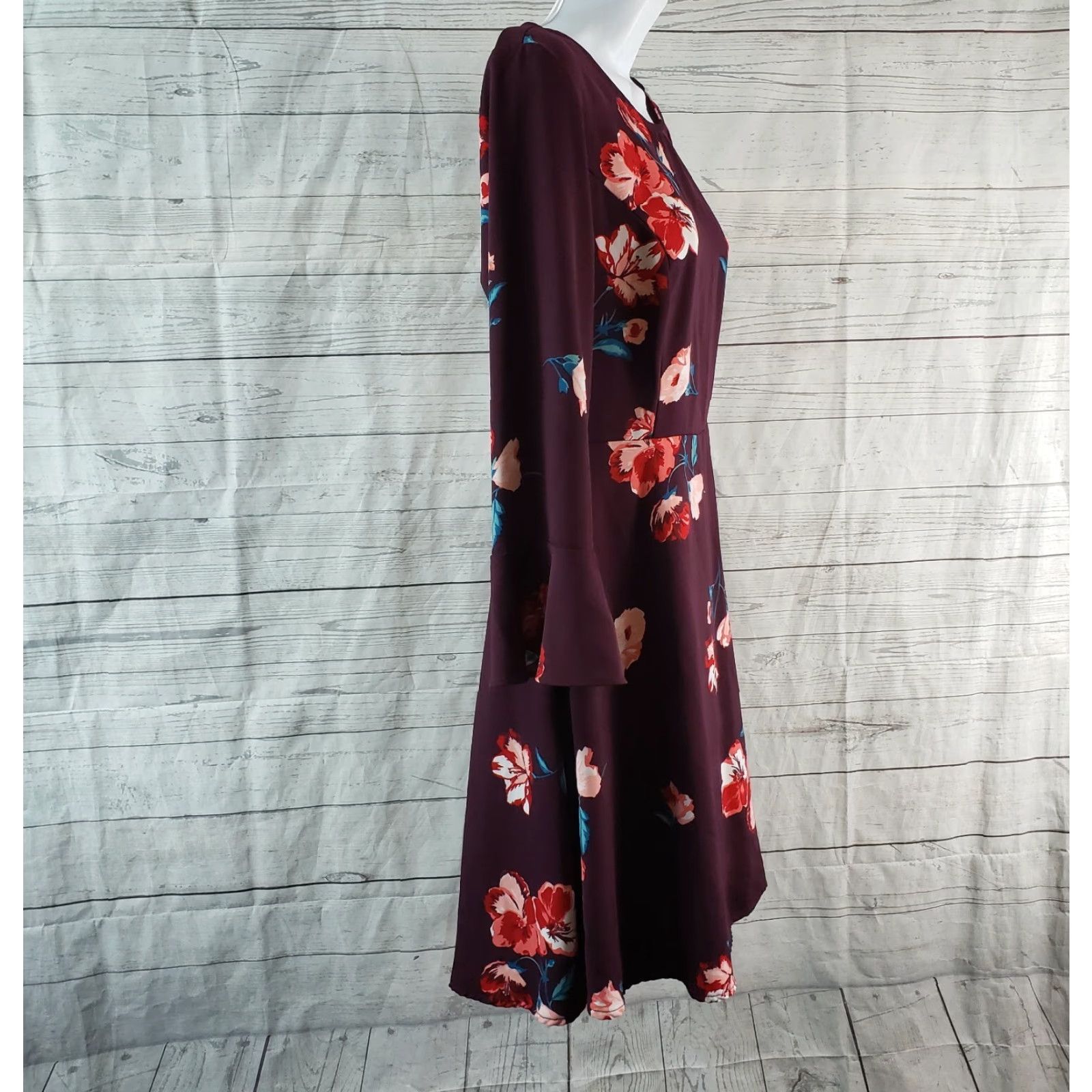 Old Navy Old Navy Womens Dress Short Red Floral Long Sleeve Sz S Casual Fit & Flare Womens Size S / US 4 / IT 40 - 3 Thumbnail