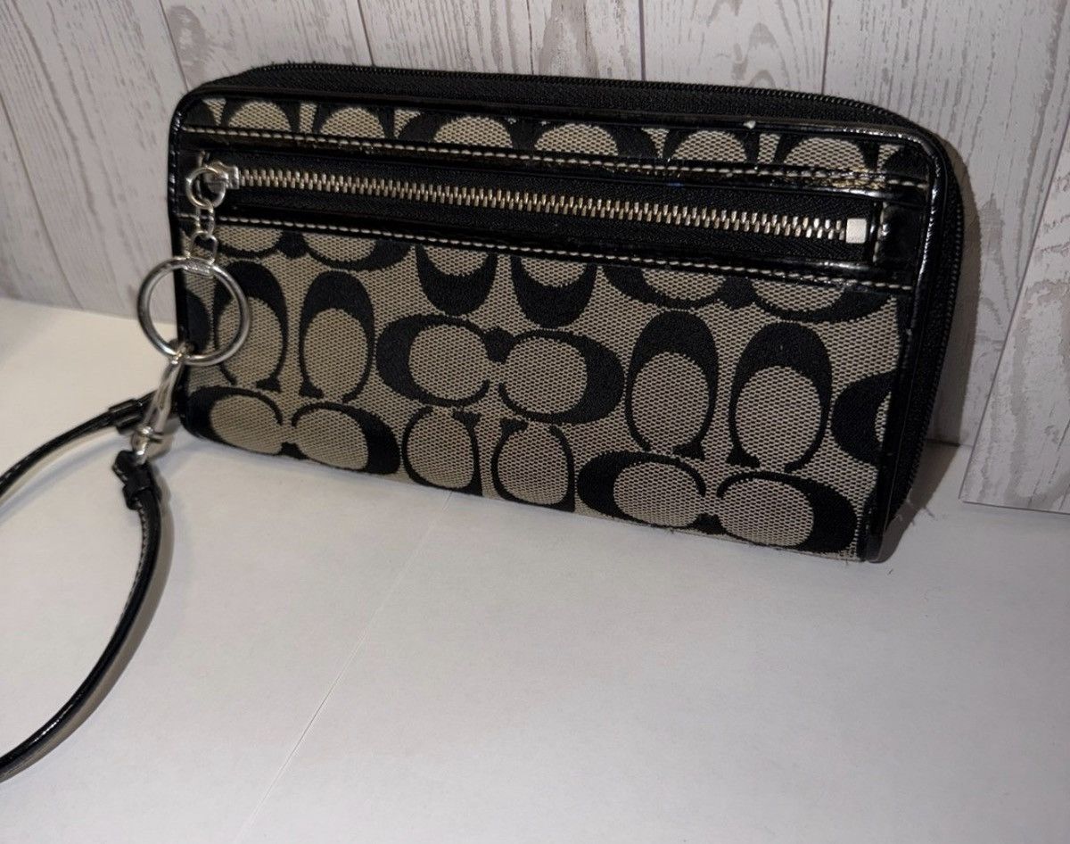 Coach Coach Signature Black Wristlet Wallet – Coated Canvas Size ONE SIZE - 4 Thumbnail