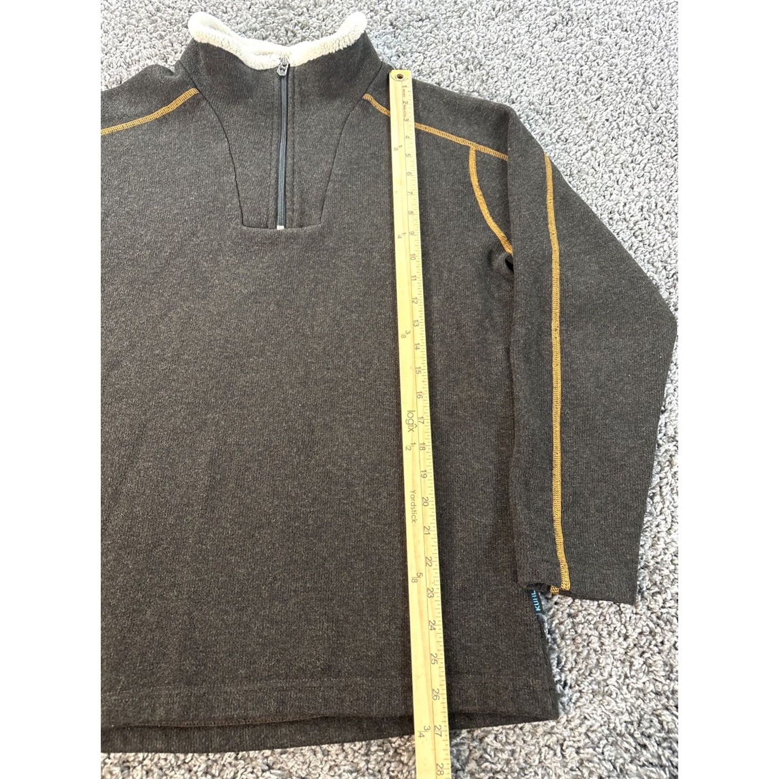 Vintage KUHL Pullover Sweater M Brown Fleece Zip Mock Neck Logo Zipper Outdoor Hiking Mens Regular Fit Size US M / EU 48-50 / 2 - 2 Thumbnail