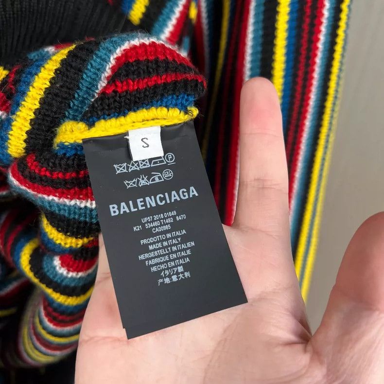 Balenciaga Balenciaga Color-striped embroidered monogrammed sweater Size US S / EU 44-46 / 1 - 6 Thumbnail