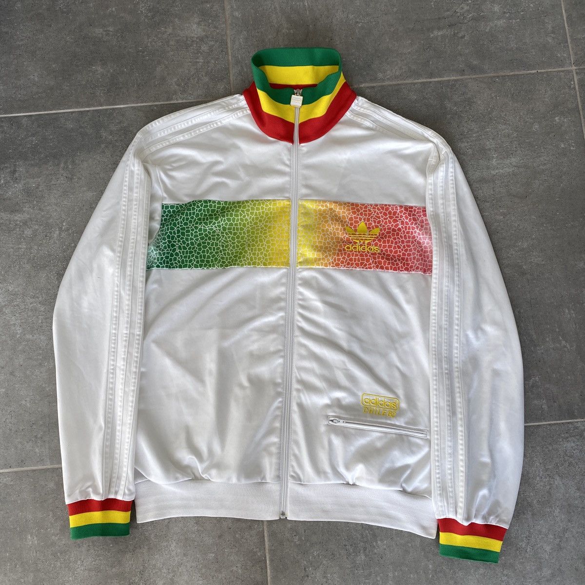Vintage y2k Adidas Chile 62 Jamaica Rasta Track Jacket White