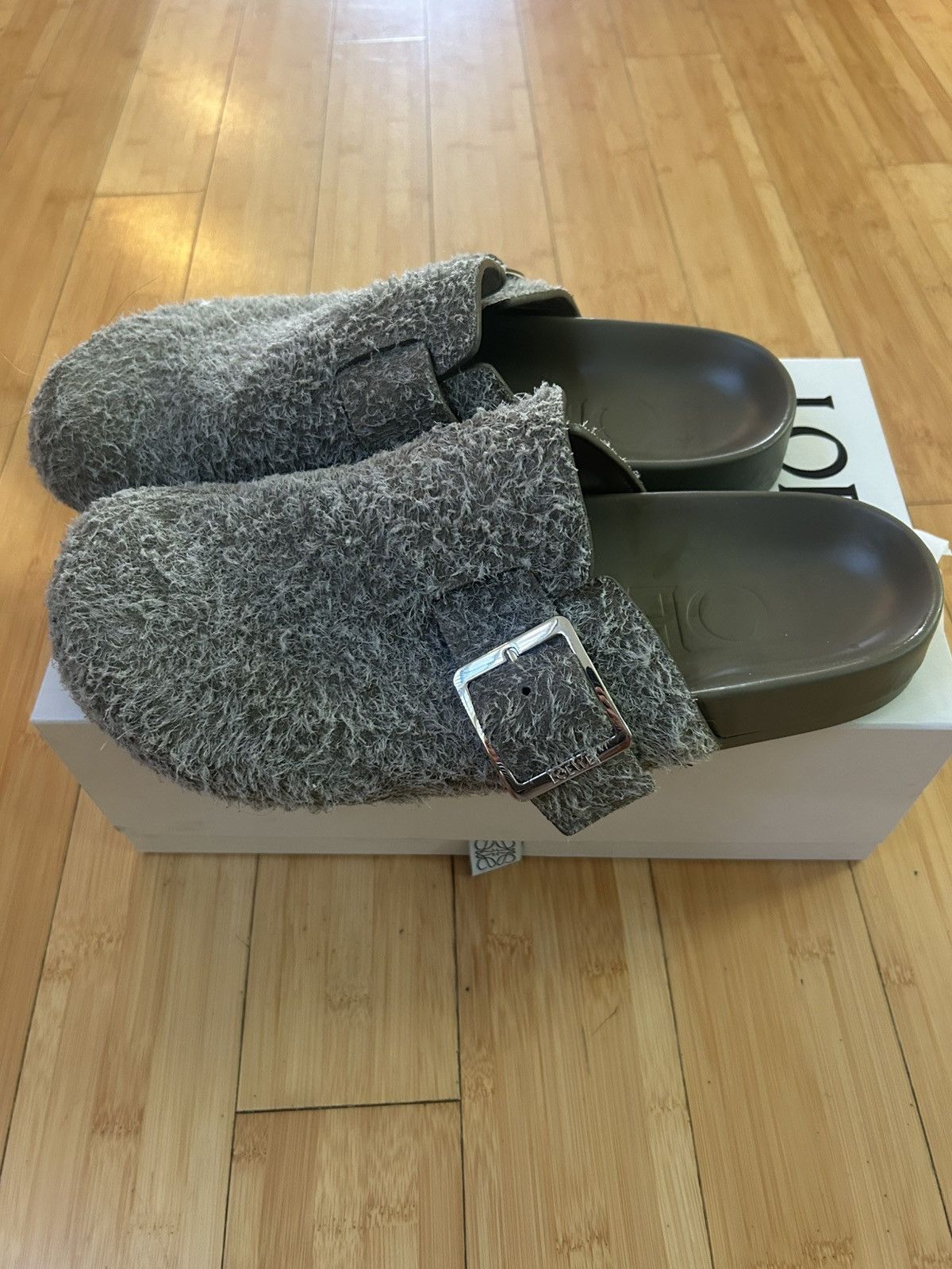Loewe Loewe Brushed Suede Buckle Mules Size US 12 / EU 45 - 1 Thumbnail