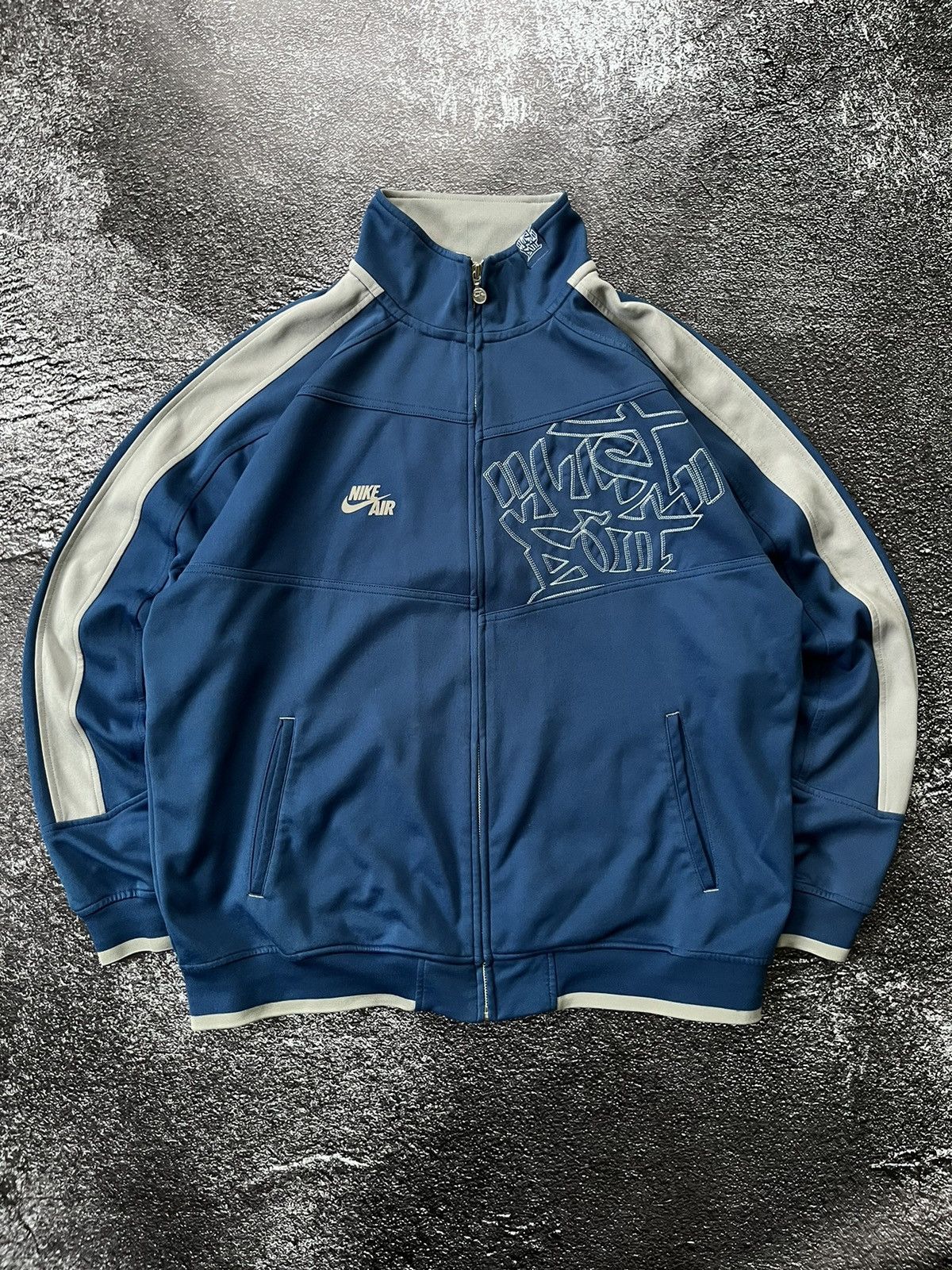 image of Vintage Nike Zipup Track Jacket Nike Air 90’S-00’S Hip-Hop in Blue, Men's (Size XL)