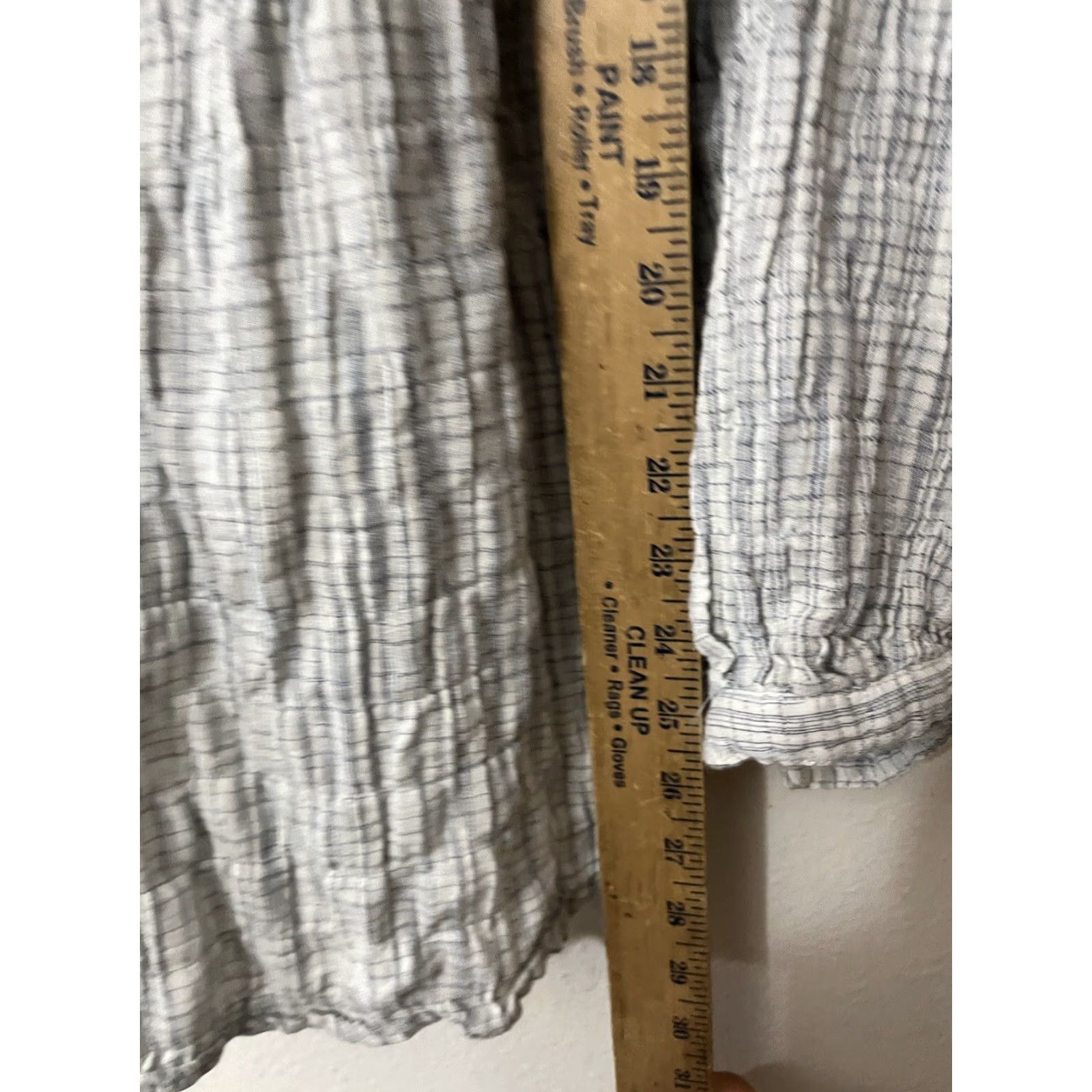 Vintage VINTAGE Max Studio Navy Blue Checked Button-Down Blouse Womens Medium Cotton Blend Long Sleeve 90s Size M / US 6-8 / IT 42-44 - 4 Thumbnail