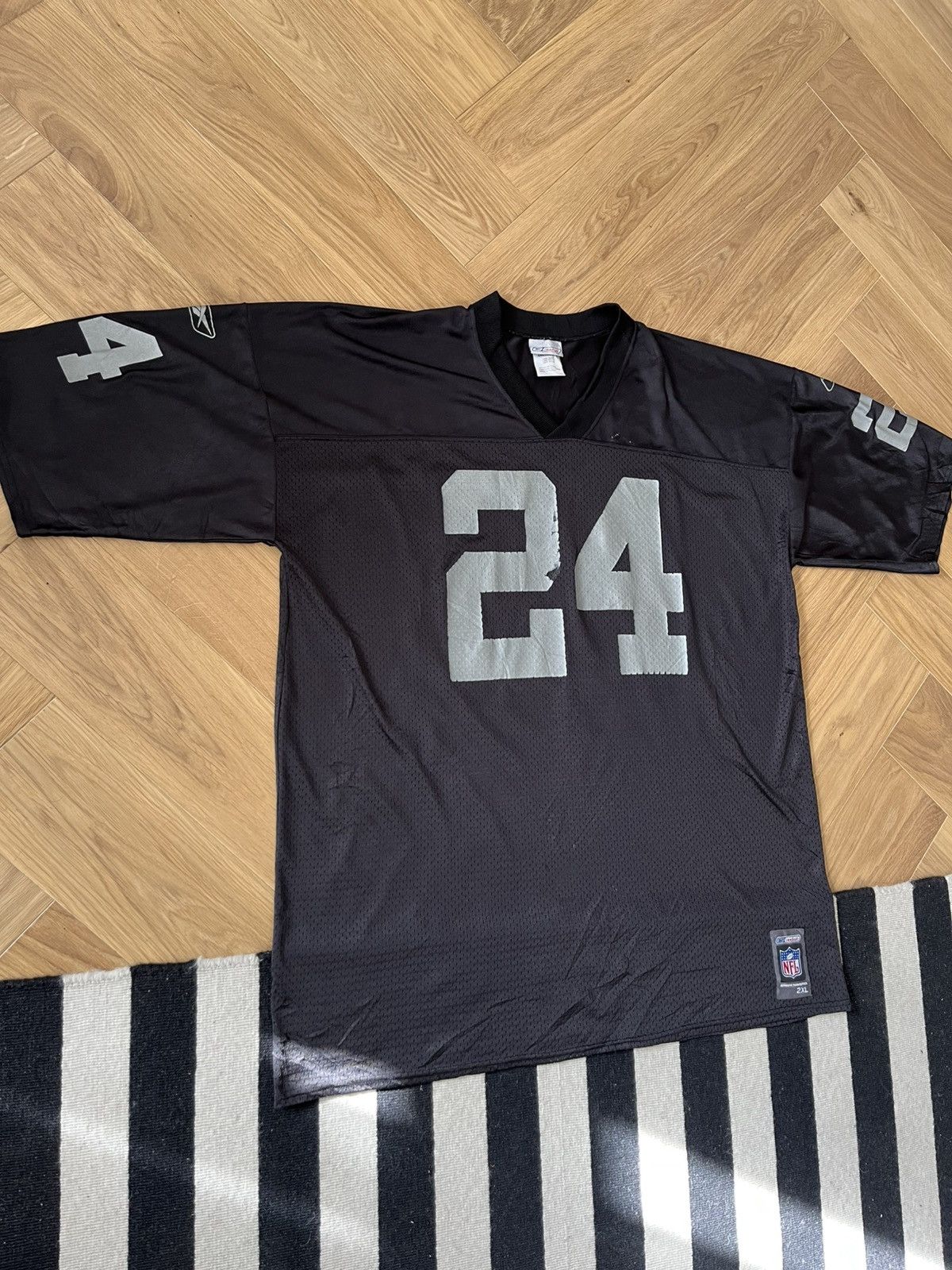 Reebok Vintage Los Angeles Raiders #24 Charles Woodson Reebok NFL Size US XXL / EU 58 / 5 - 2 Thumbnail