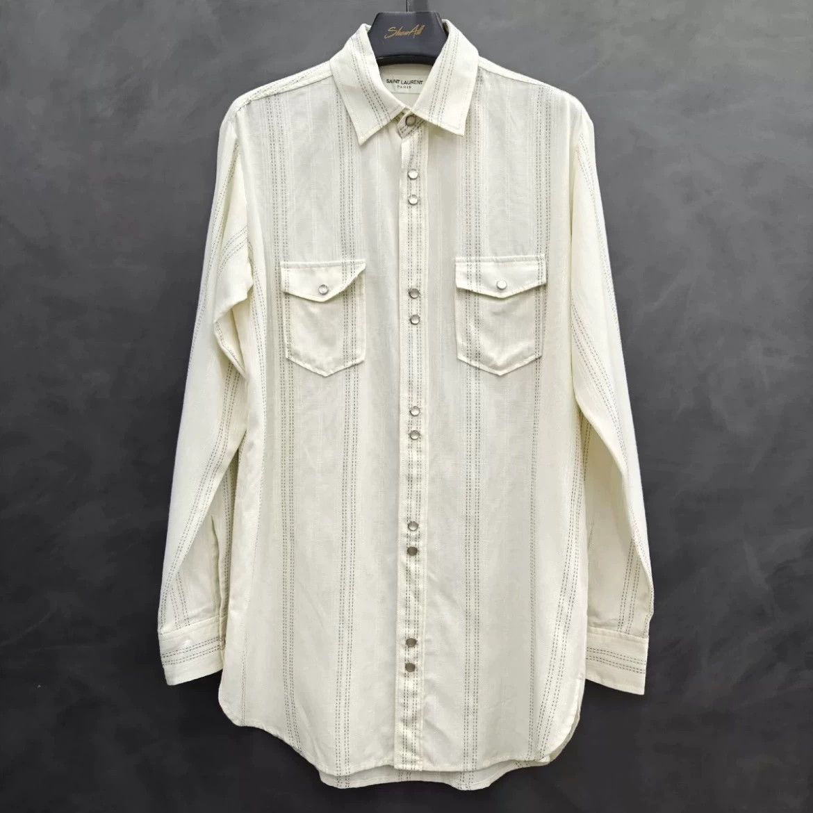 Saint Laurent Paris Saint Laurent Paris Camel colored mulberry silk long sleeved lapel shirt Size US XXS / EU 40 - 1 Thumbnail