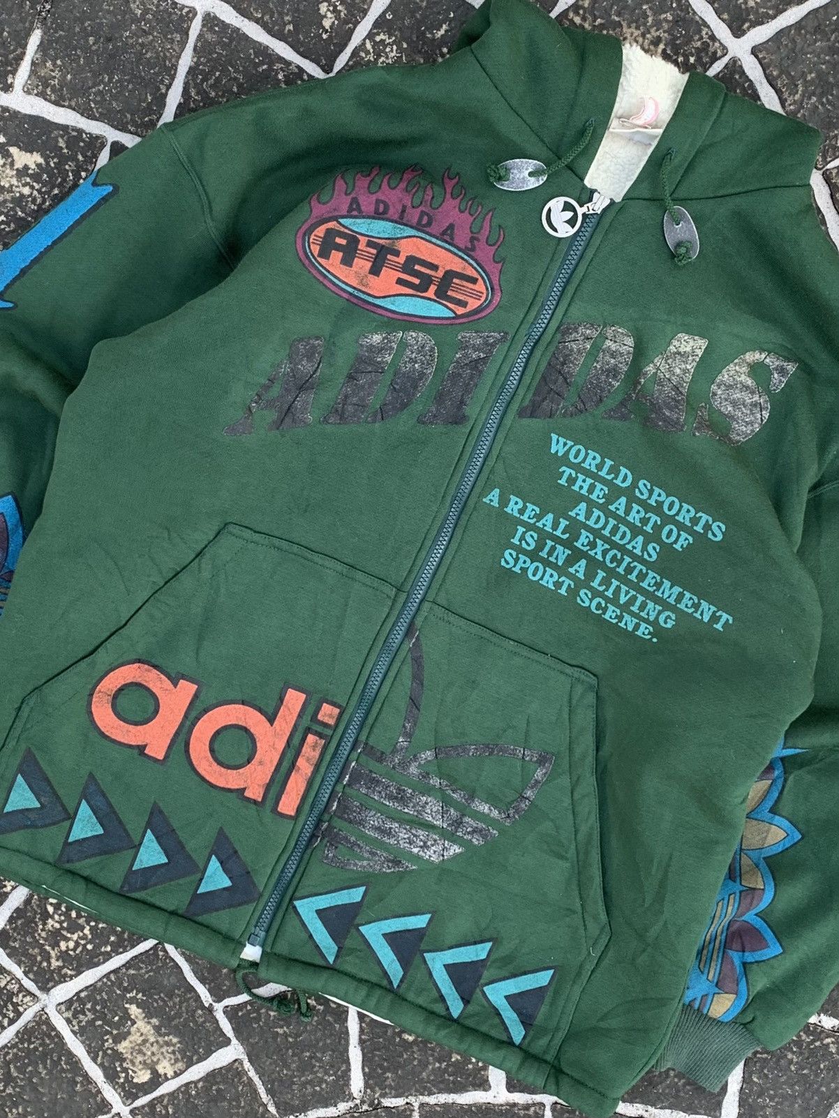 Adidas Vintage 90s Adidas Trefoil Fleece Lined Hoodie Jacket Size US L / EU 52-54 / 3 - 2 Thumbnail