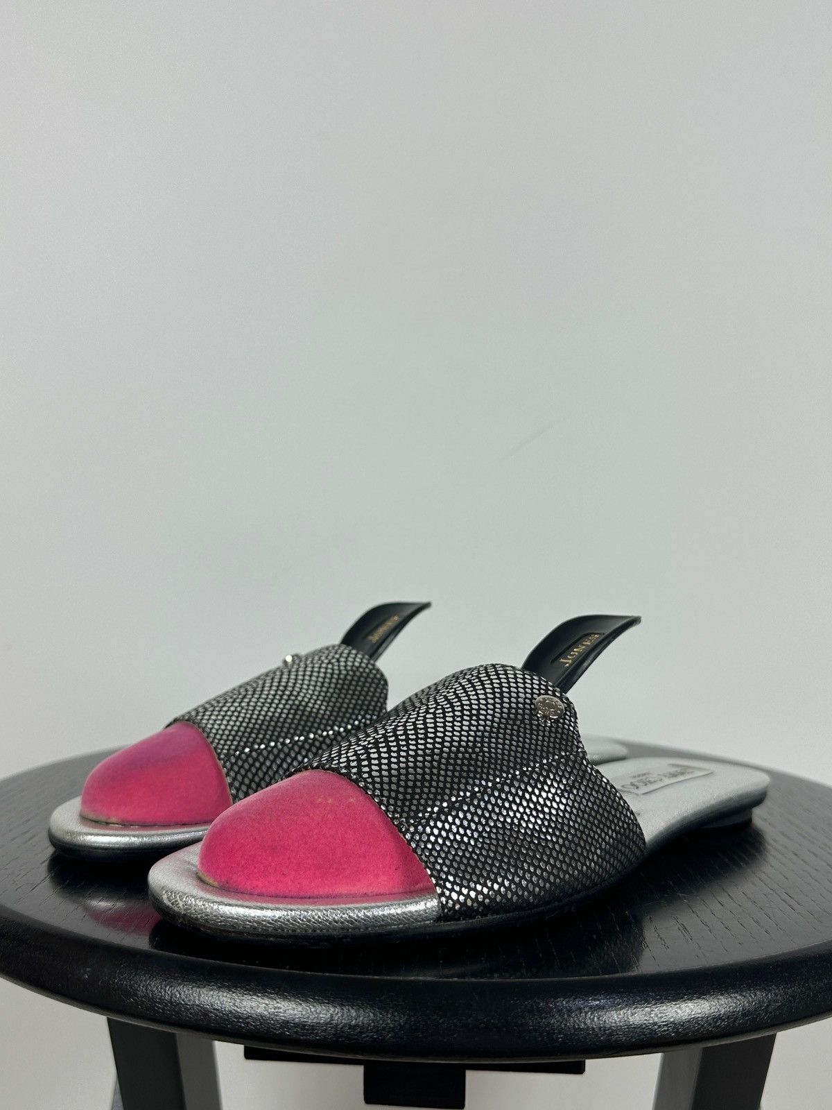 Jimmy Choo Jimmy Choo Metallic Black Snake Leather Slides Sandals Size US 6 / IT 36 - 7 Thumbnail