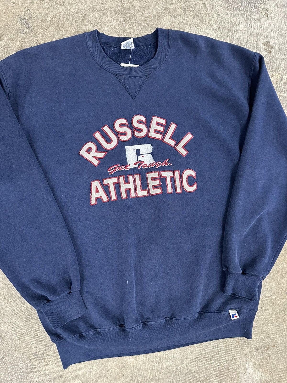 Russell Athletic × Vintage Vintage 90s Russell Athletic Navy Blue Sweatshirt Size US XL / EU 56 / 4 - 3 Thumbnail