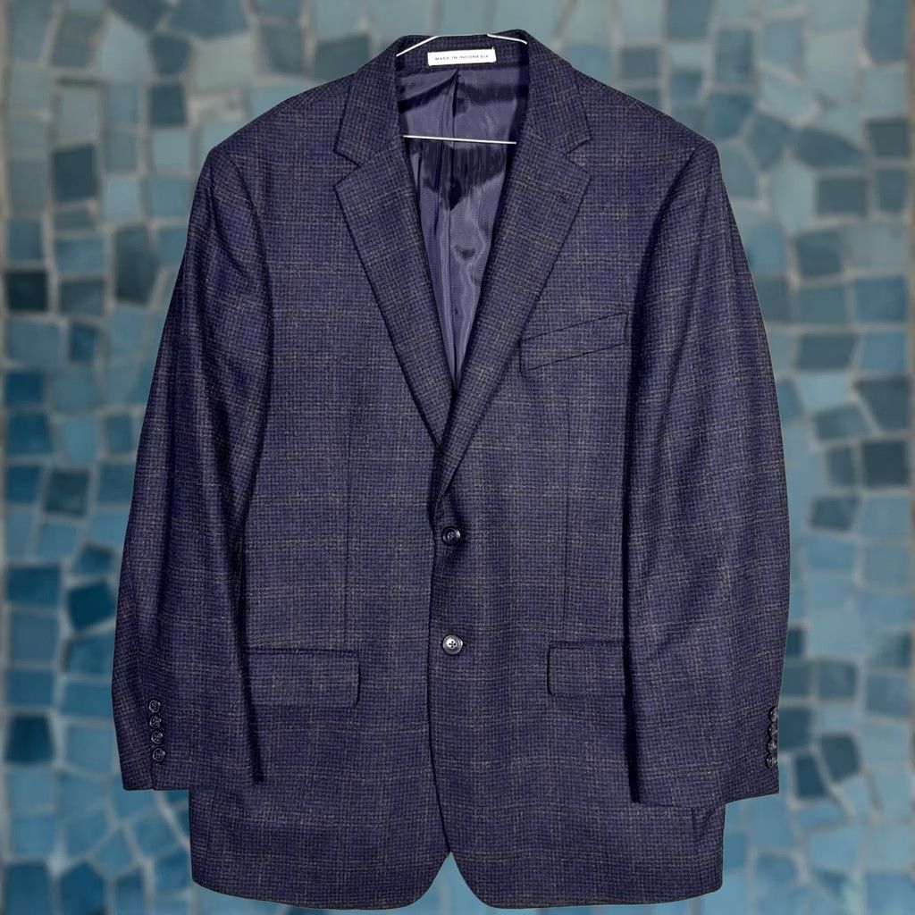 Joseph Abboud Joseph Abboud Blazer Men 42R Sport Coat Wool Windowpane Blue Notch Lapel Modern Vintage? No Size 42R - 1 Thumbnail