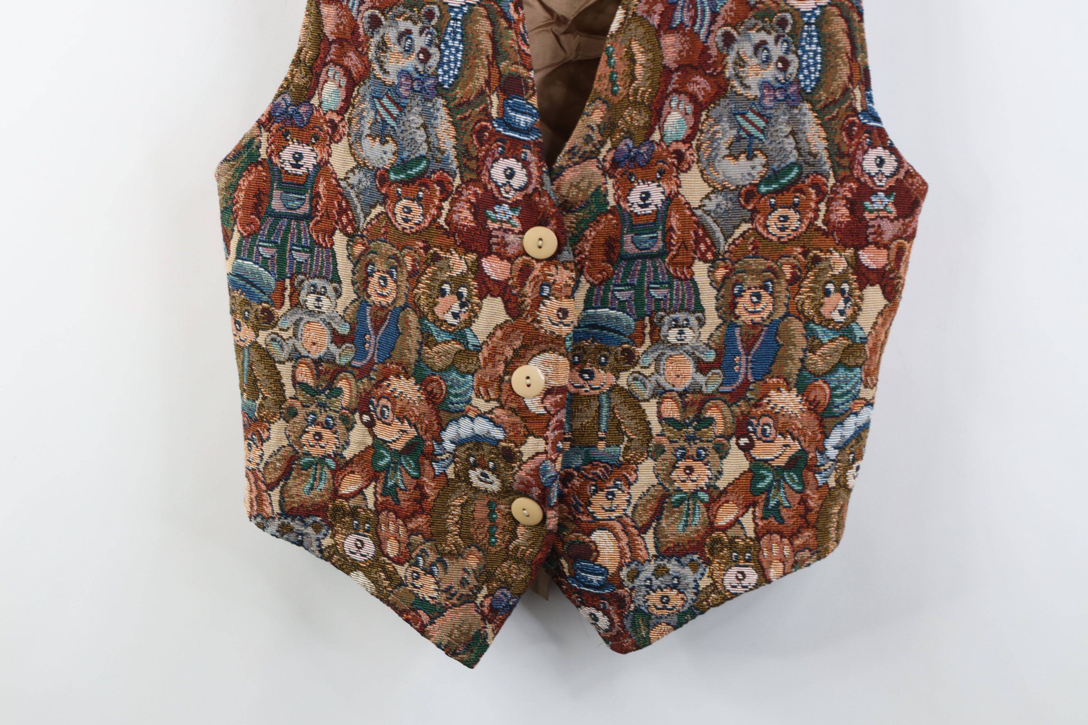 Vintage Vintage 90s Streetwear Teddy Bear Tie Back Vest Jacket USA Size L / US 10 / IT 46 - 3 Thumbnail