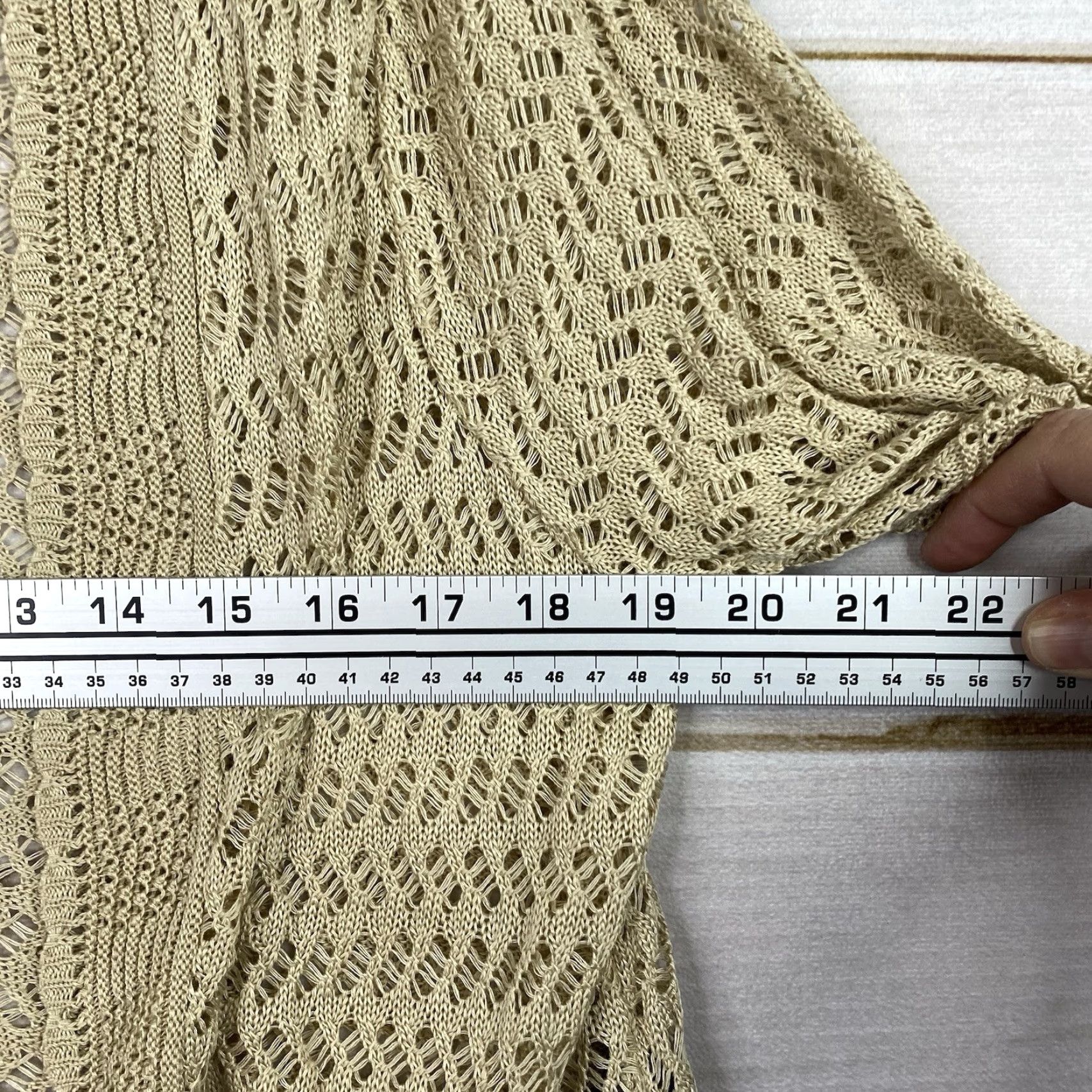 Vintage VINTAGE Jessica Howard Cardigan Womens 2XL Beige Crochet Shrug Open-Knit V-Neck Short Sleeve Size XXL / US 16-18 / IT 52-54 - 6 Thumbnail