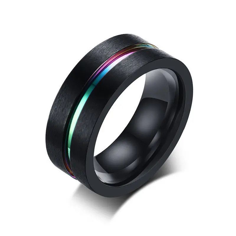 Jewelry 8mm Thin Rainbow Line Ring Size ONE SIZE - 3 Thumbnail