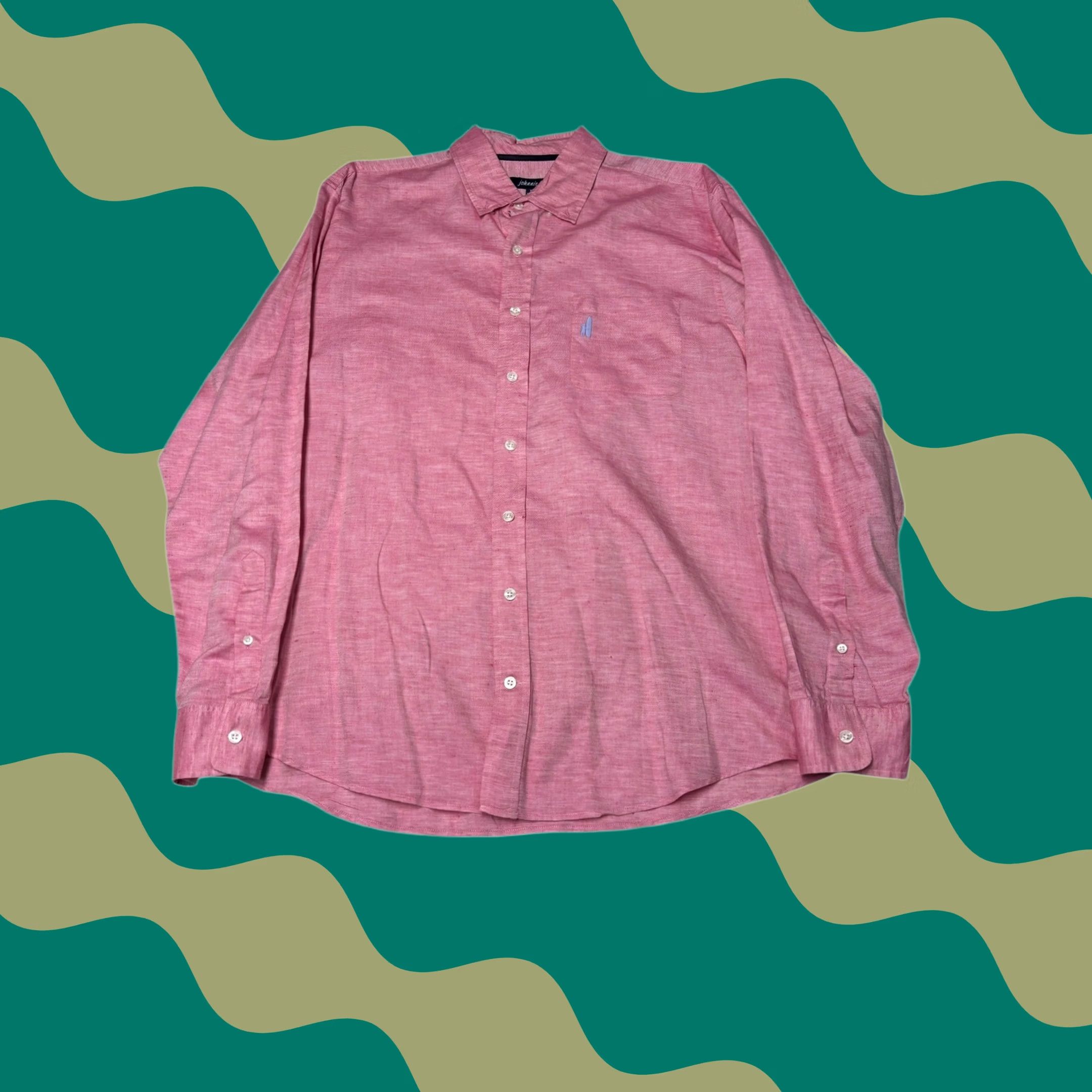 johnnie-O johnnie-O Mens Pink Linen Blend Long Sleeve Button-Down Shirt XL Size US XL / EU 56 / 4 - 1 Thumbnail