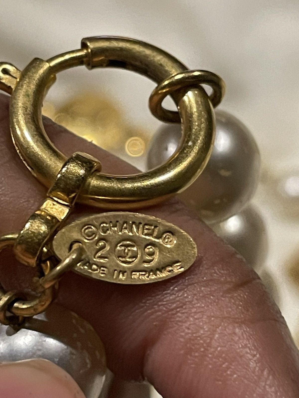 1980's Chanel Large Pearl Necklace With Coin