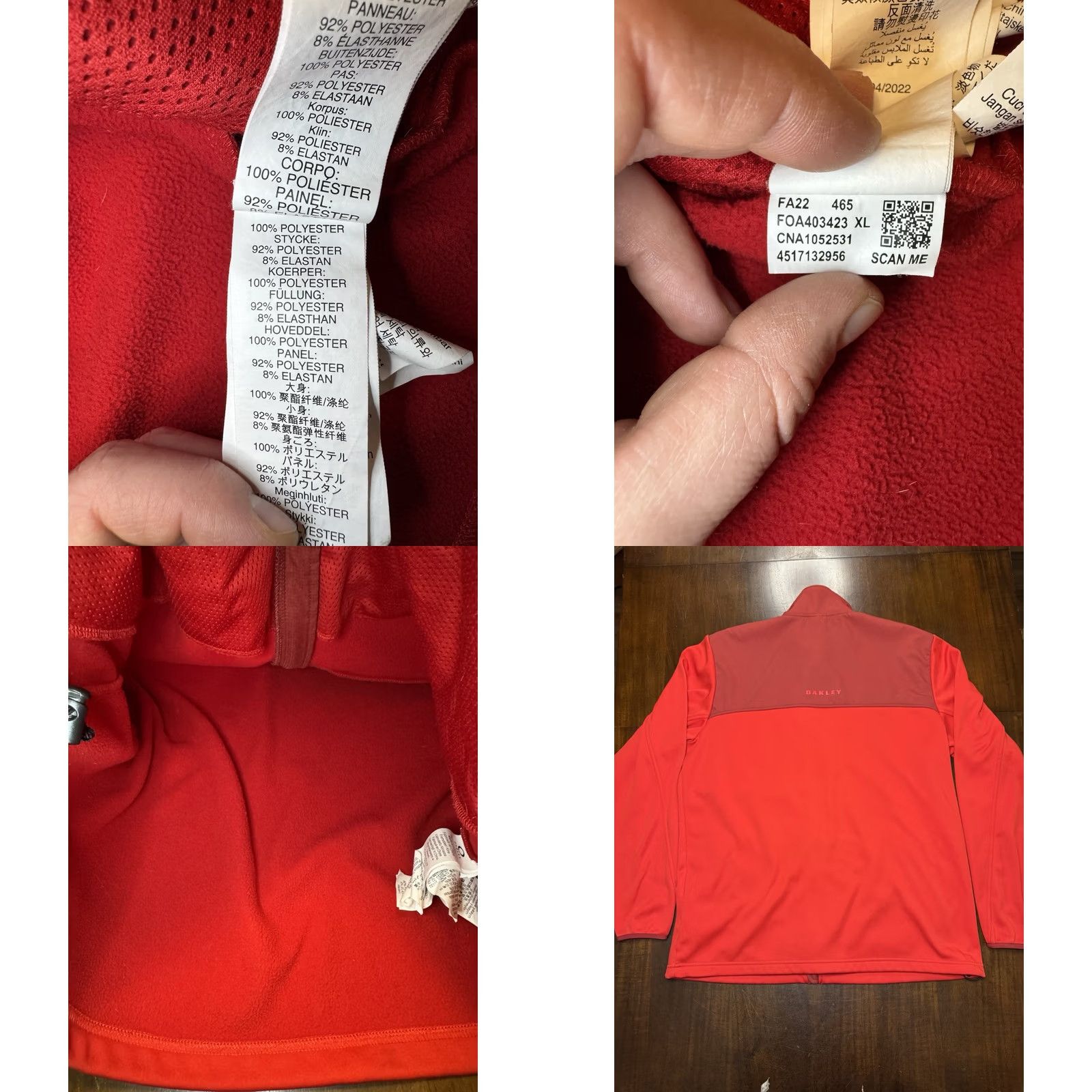 Oakley Oakley Jacket Red Fleece Lined Bomber Full Zip Mens XL Zip Up Mid-Length Long Sleeve Casual Outdoor Size US XL / EU 56 / 4 - 8 Thumbnail