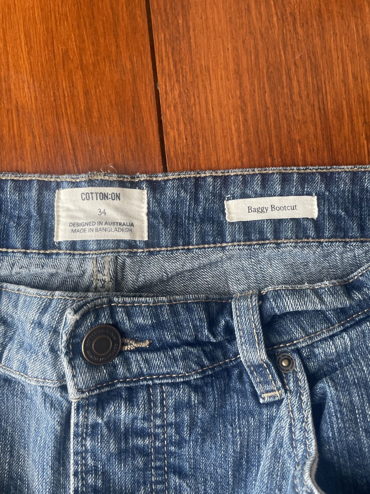 Cotton On Blue Washed Baggy Bootcut Jeans Size US 34 / EU 50 - 2 Thumbnail