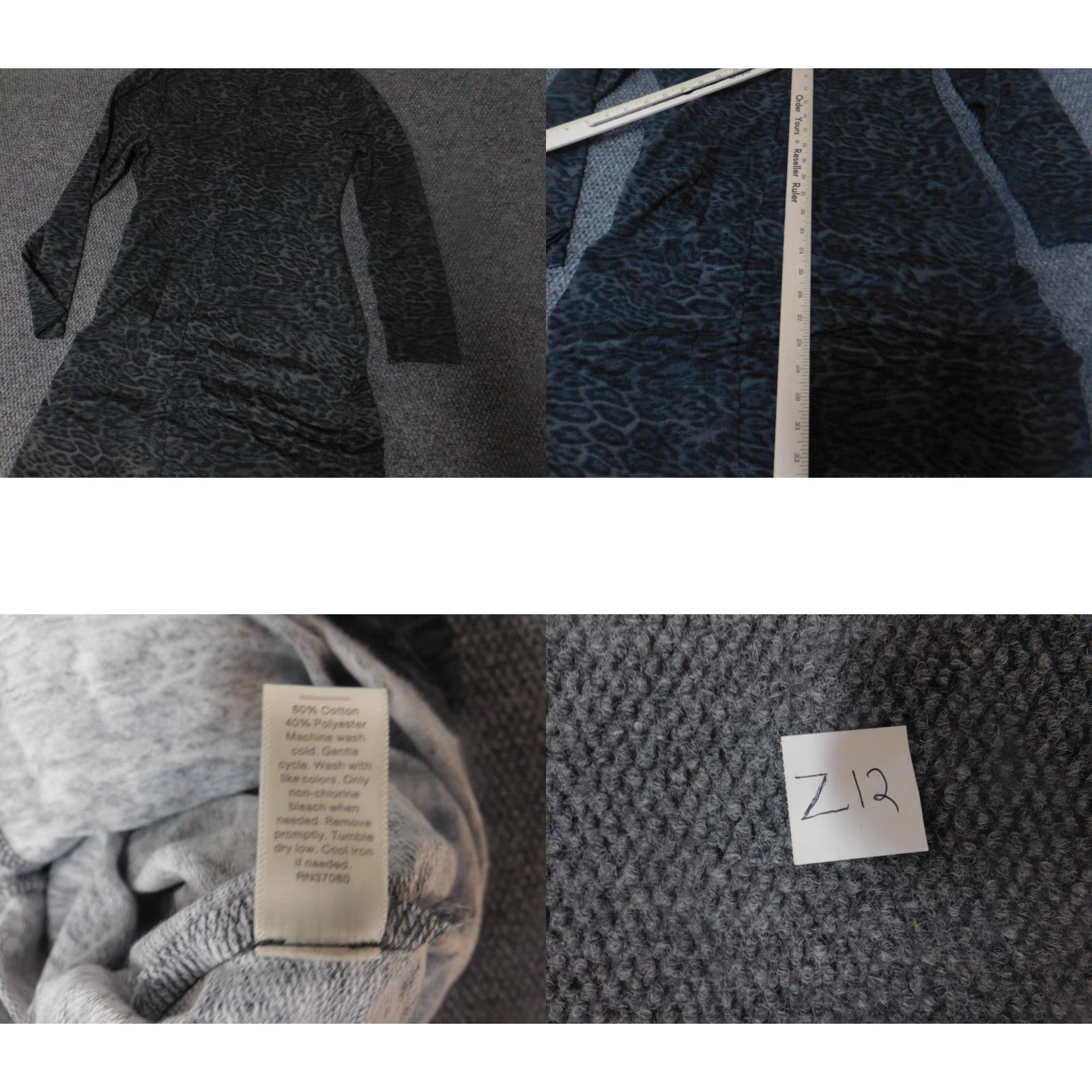 Vintage Cato Womens Dress Midi A-Line Mock Neck Long Sleeve Puff Sleeve Cotton Polyester Knit Crochet Gray M Size M / US 6-8 / IT 42-44 - 8 Thumbnail