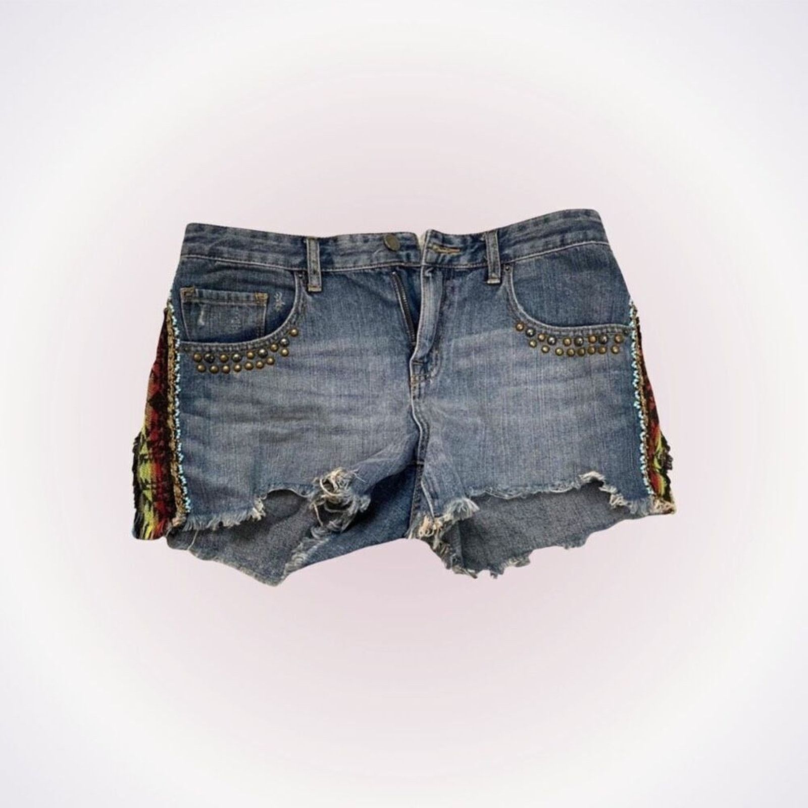 Bdg BDG Mid-Rise Embellished Denim Shorts | Sz 29 Size 29" - 1 Thumbnail