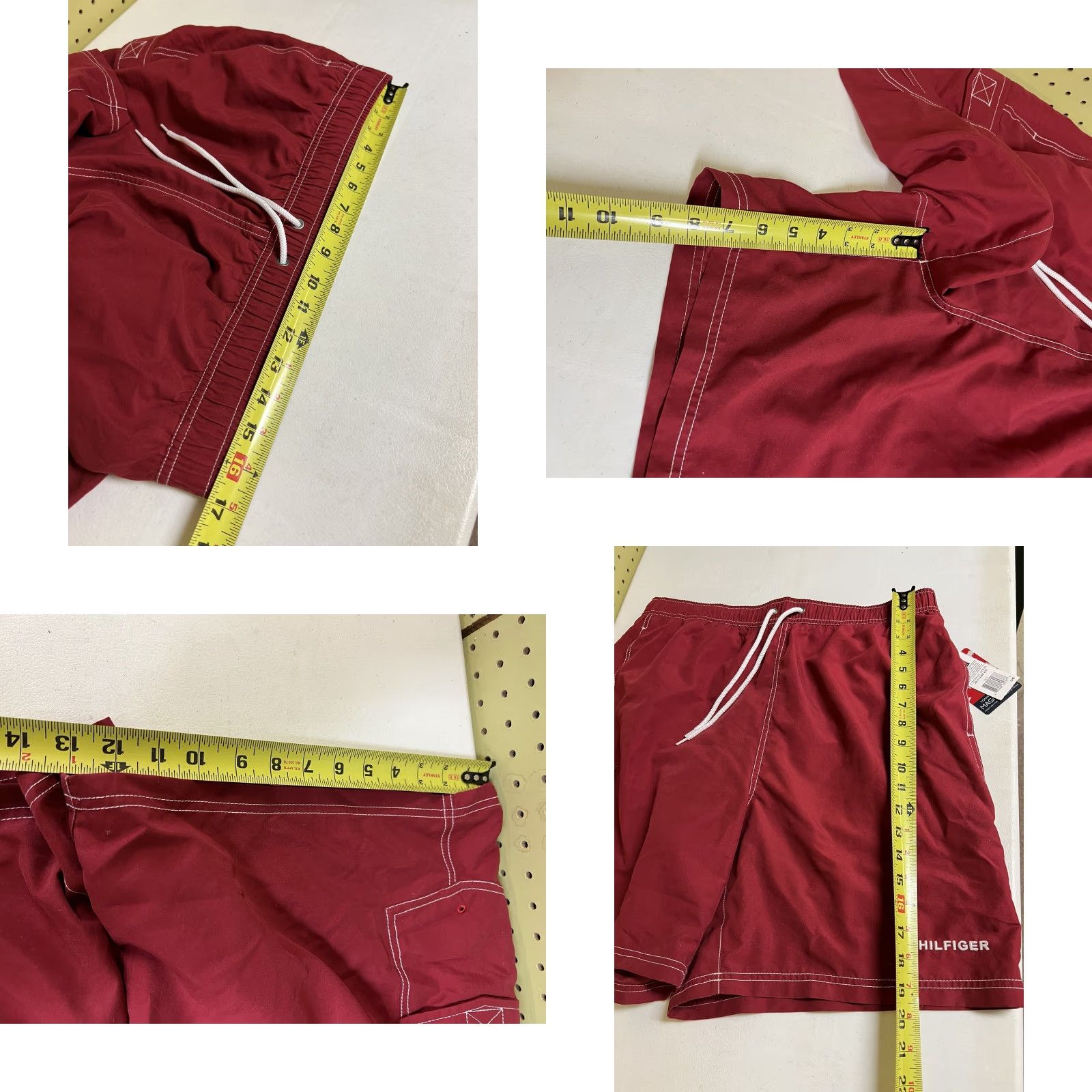 Tommy Hilfiger Tommy Hilfiger Men’s Standard Solid 7" Swim Trunks Red Sz Large NOS Lined Swimwear Bottom Size US 33 - 8 Thumbnail