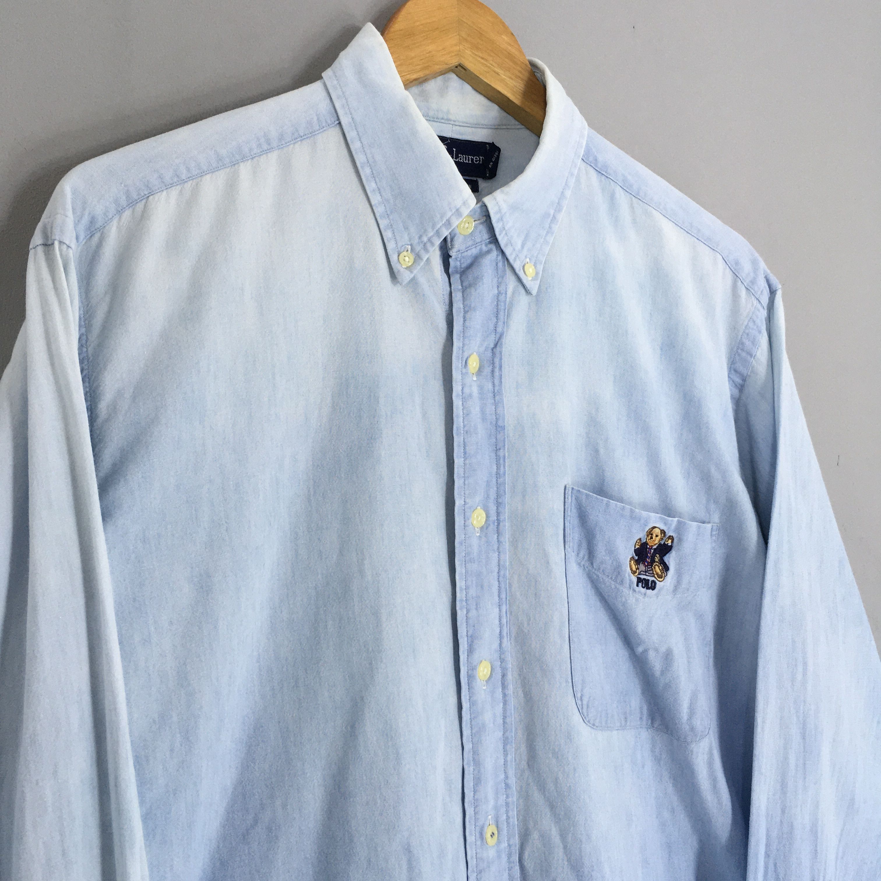 Polo Ralph Lauren Vintage Polo Bear Ralph Lauren Blue Oxford Shirt Medium Size US M / EU 48-50 / 2 - 3 Thumbnail
