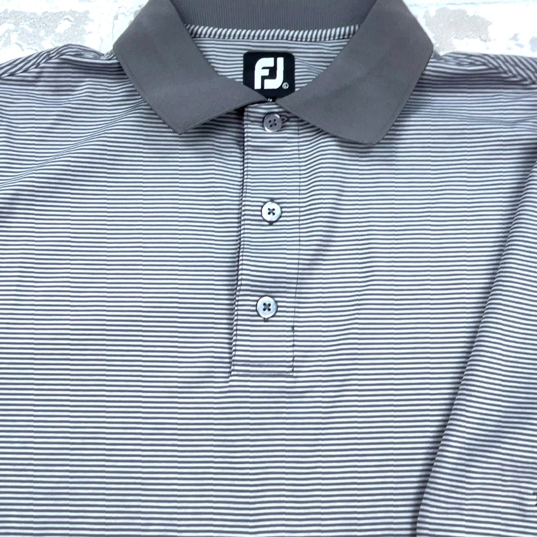 Footjoy FootJoy Polo Shirt Men Large Gray Striped Performance Golf Club Twin Creeks Size US L / EU 52-54 / 3 - 2 Thumbnail