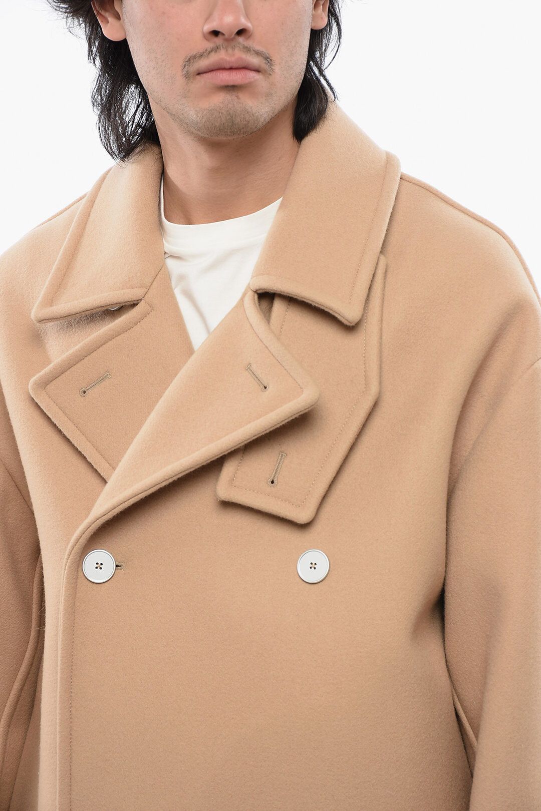 Jil Sander og1mm0625 Wool Double Breasted Coat in Beige Size US S / EU 44-46 / 1 - 3 Thumbnail