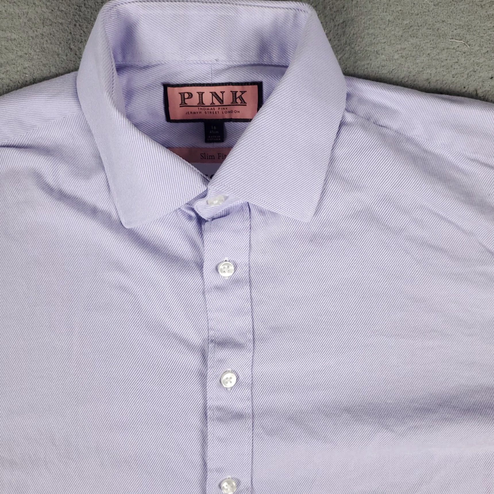 Pinko Thomas Pink Dress Shirt Mens Size 16 Purple French Cuff Long Sleeve Button Up Size 42R - 2 Thumbnail