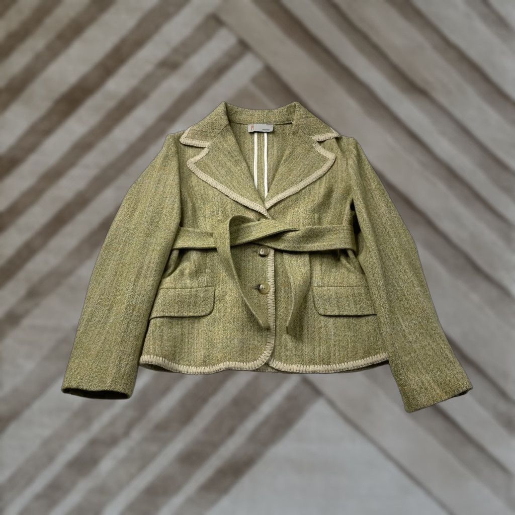 Missoni VINTAGE Missoni Blazer Women 6 Green Wool Blend Tweed Belted Classic Work Jacket Italy Women Size M / US 6-8 / IT 42-44 - 1 Thumbnail
