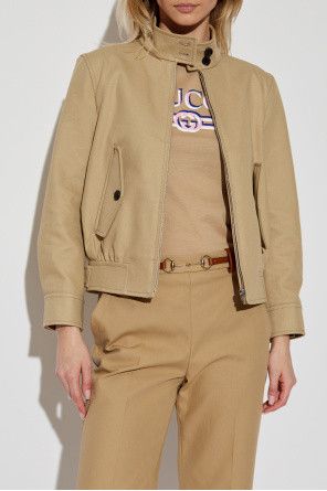 Gucci o1la5ras0526 Embossed Cotton Drill Bomber Jacket in Beige Size XS / US 0-2 / IT 36-38 - 3 Thumbnail
