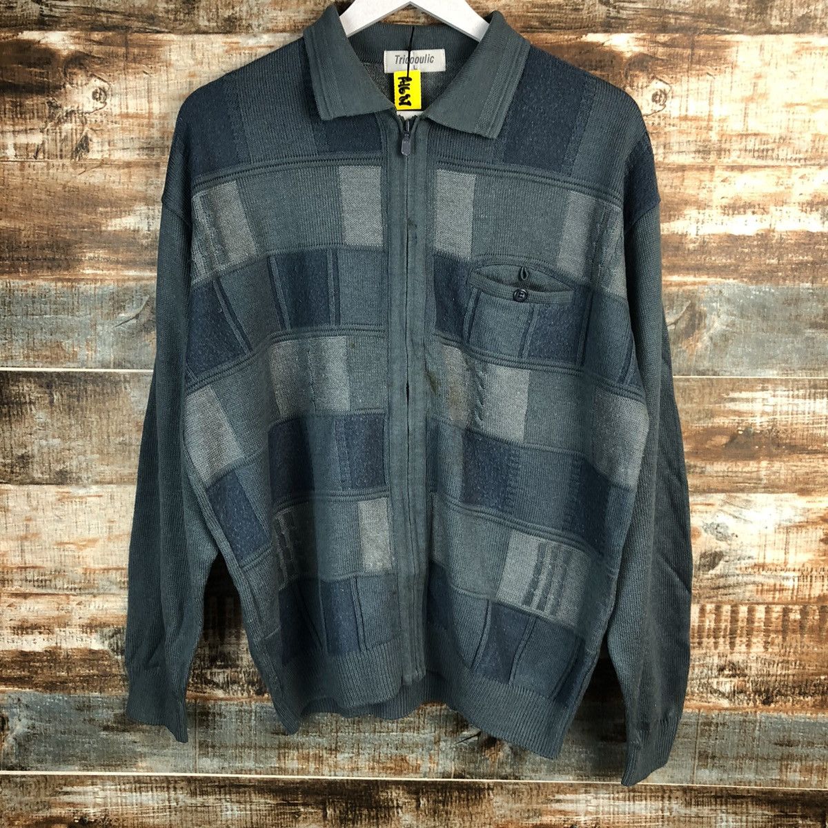 Homespun Knitwear TricoOulic Grey checkered Knitwear collar vintage #A1687 Size US L / EU 52-54 / 3 - 3 Thumbnail