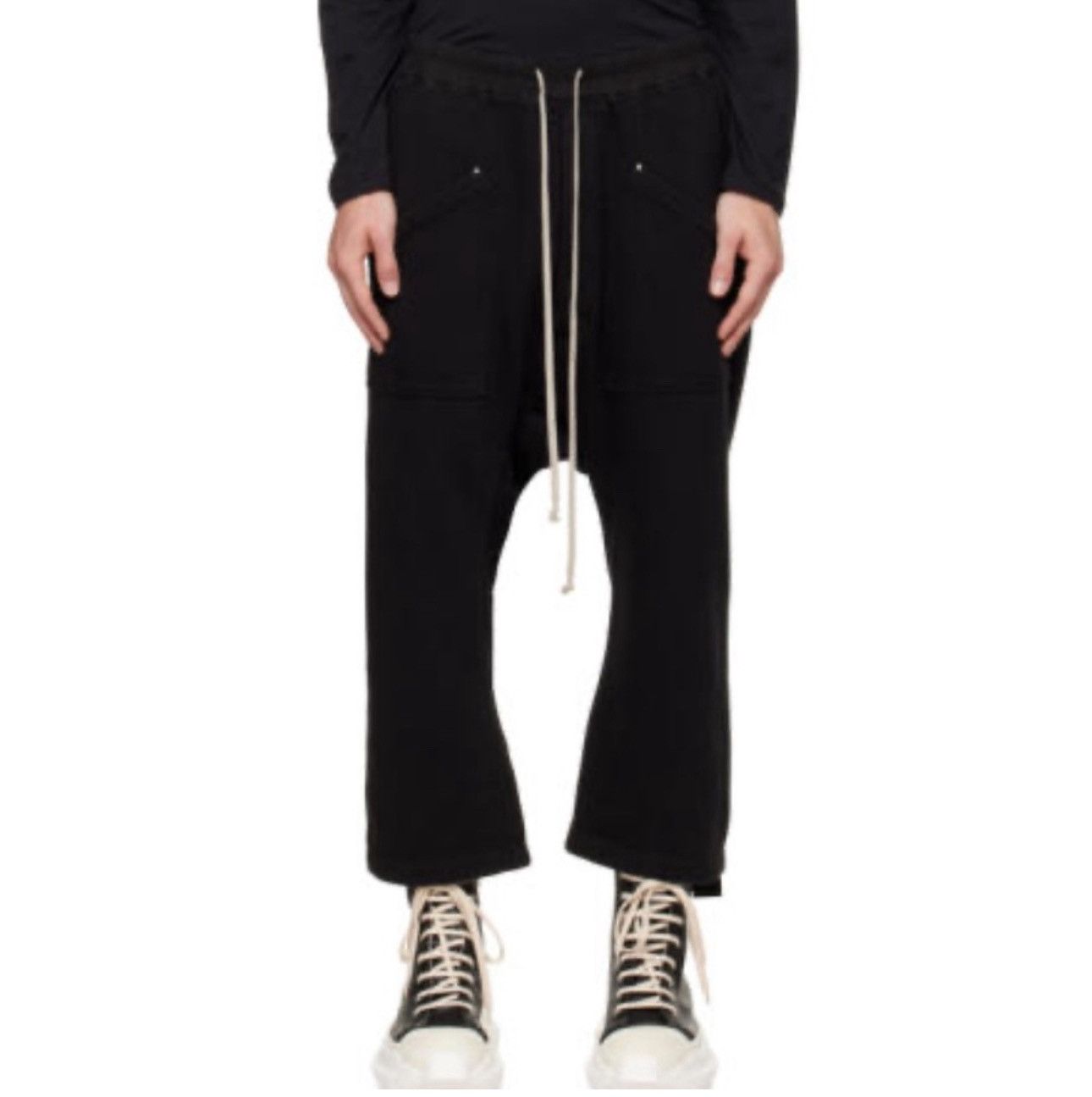 Rick Owens Rick Owens Drkshdw Black Cropped Cargo Pants Size US 36 / EU 52 - 1 Thumbnail