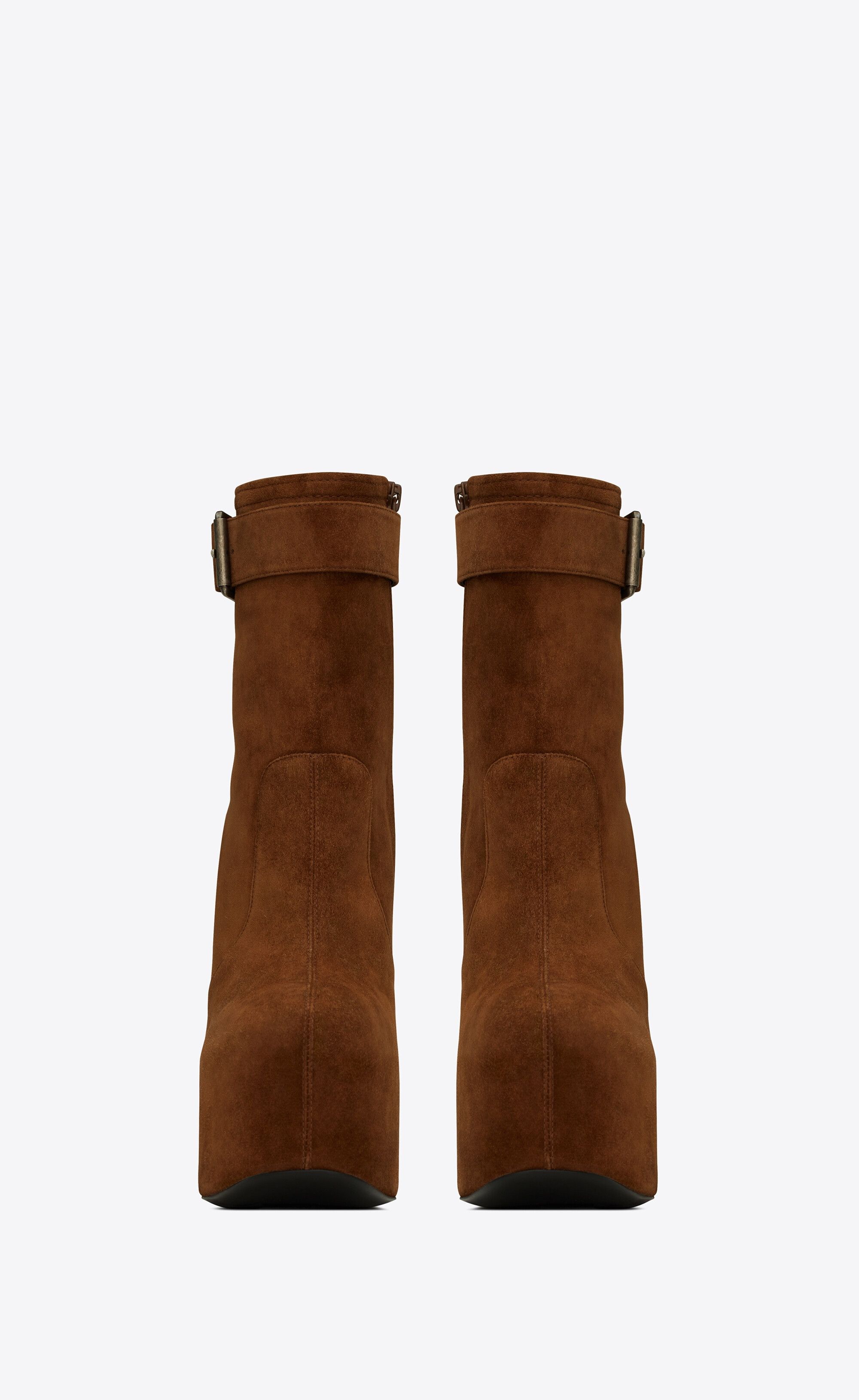 Saint Laurent Paris o1bcso1str0125 Cherry Buckle Platform Boot In Suede in Brown Size US 8.5 / IT 38.5 - 4 Thumbnail