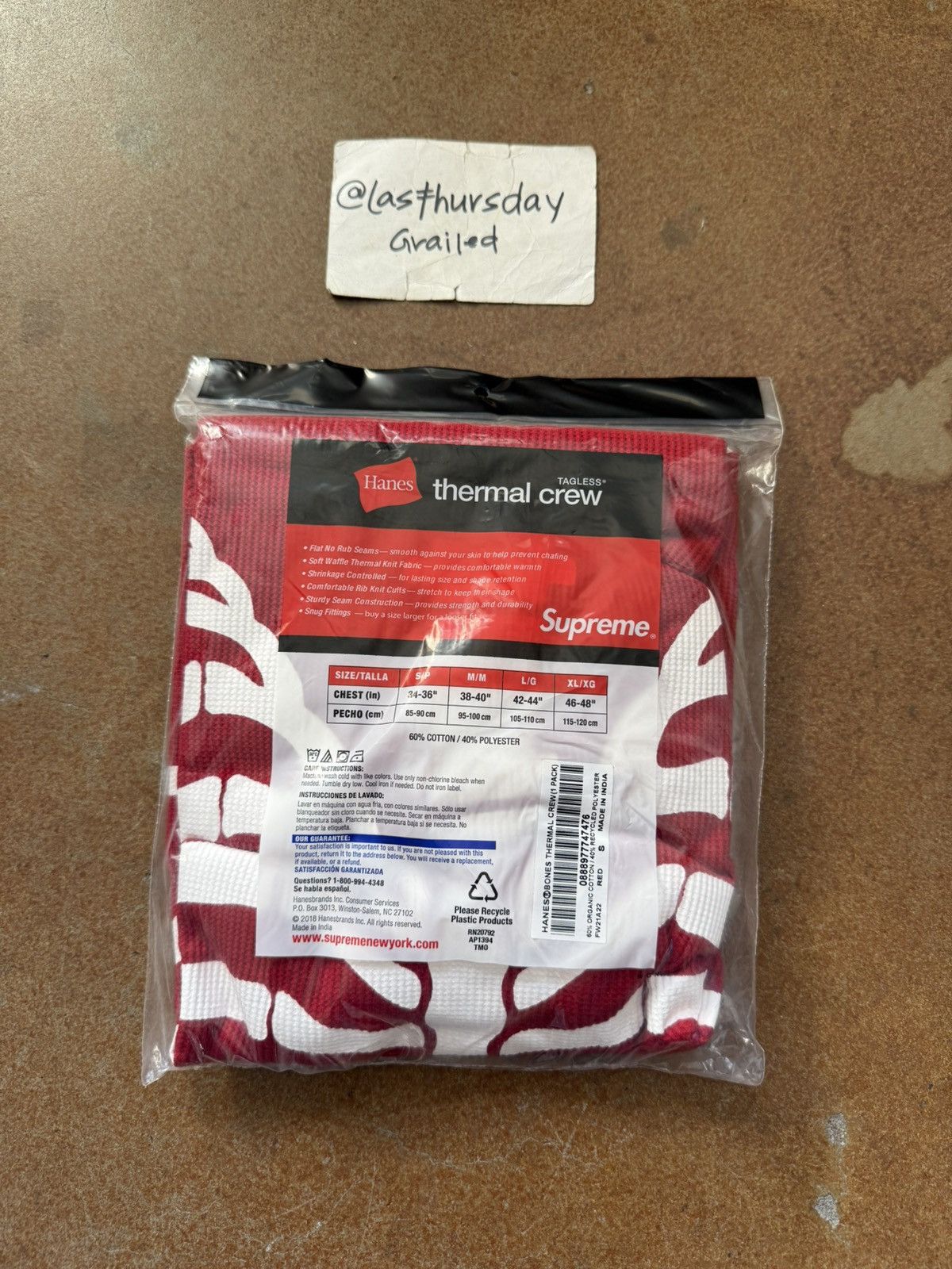 Hanes × Supreme Supreme x Hanes Bone Skeleton Thermal Red Small Size US S / EU 44-46 / 1 - 9 Thumbnail