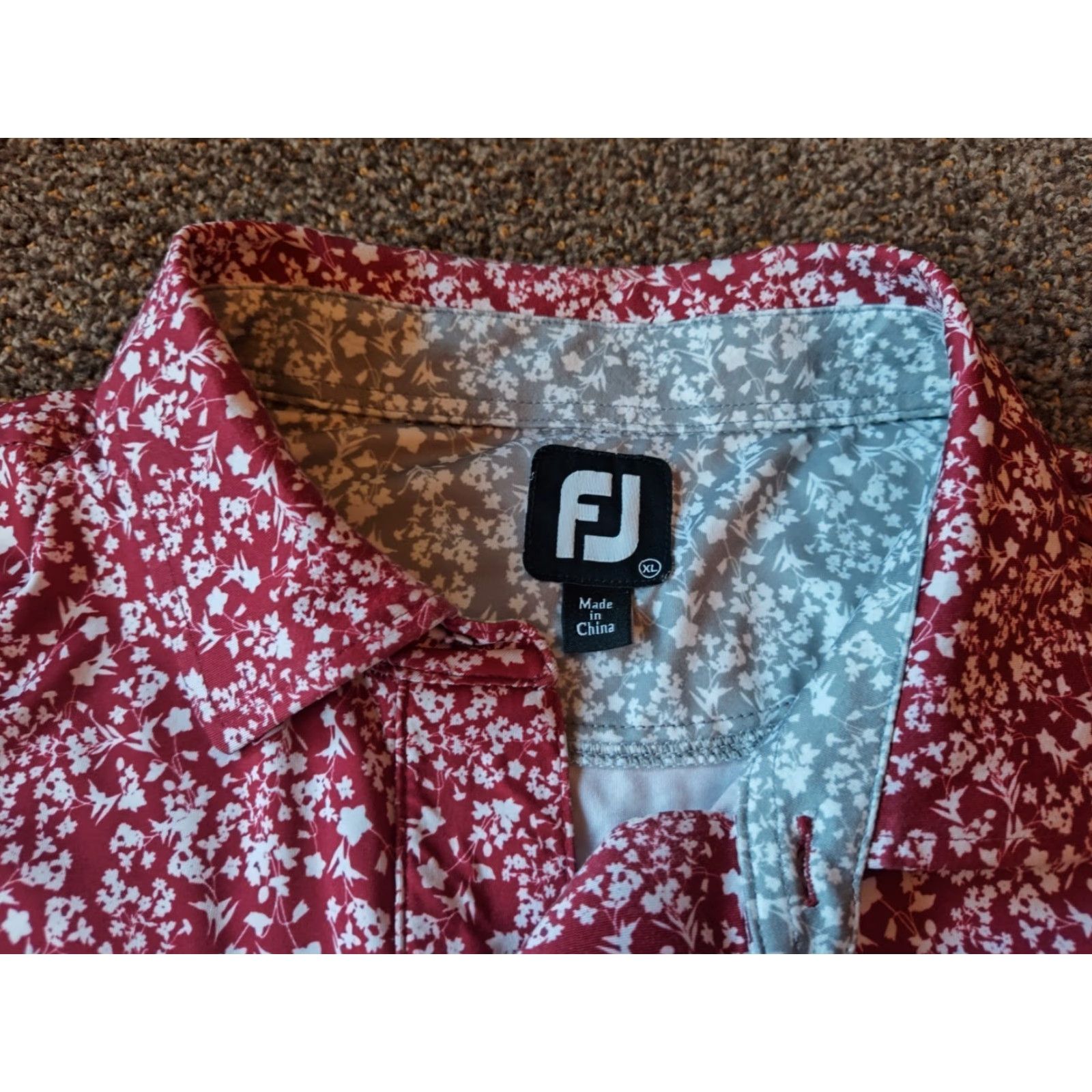 Footjoy FootJoy Polo Shirt Mens XL Red White Floral Wild Rock Golf Club Stretch Read Size US XL / EU 56 / 4 - 4 Thumbnail