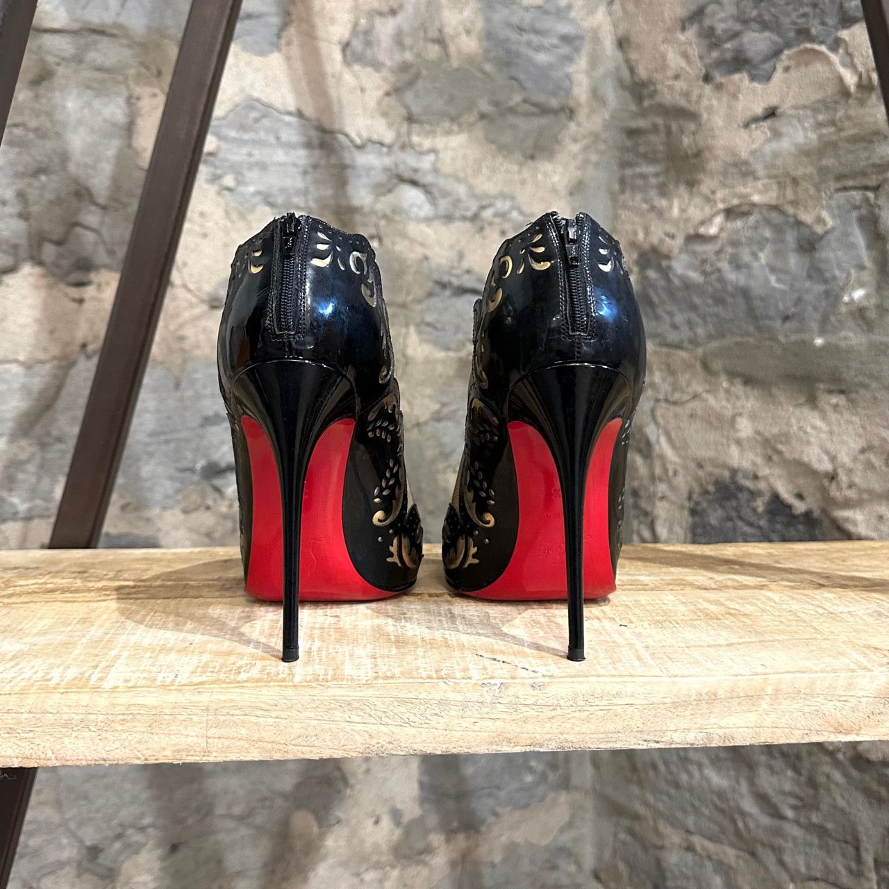 Christian Louboutin Christian Louboutin Mandolina 120 Black Laser Cut Mesh Boots Size US 7.5 / IT 37.5 - 5 Thumbnail
