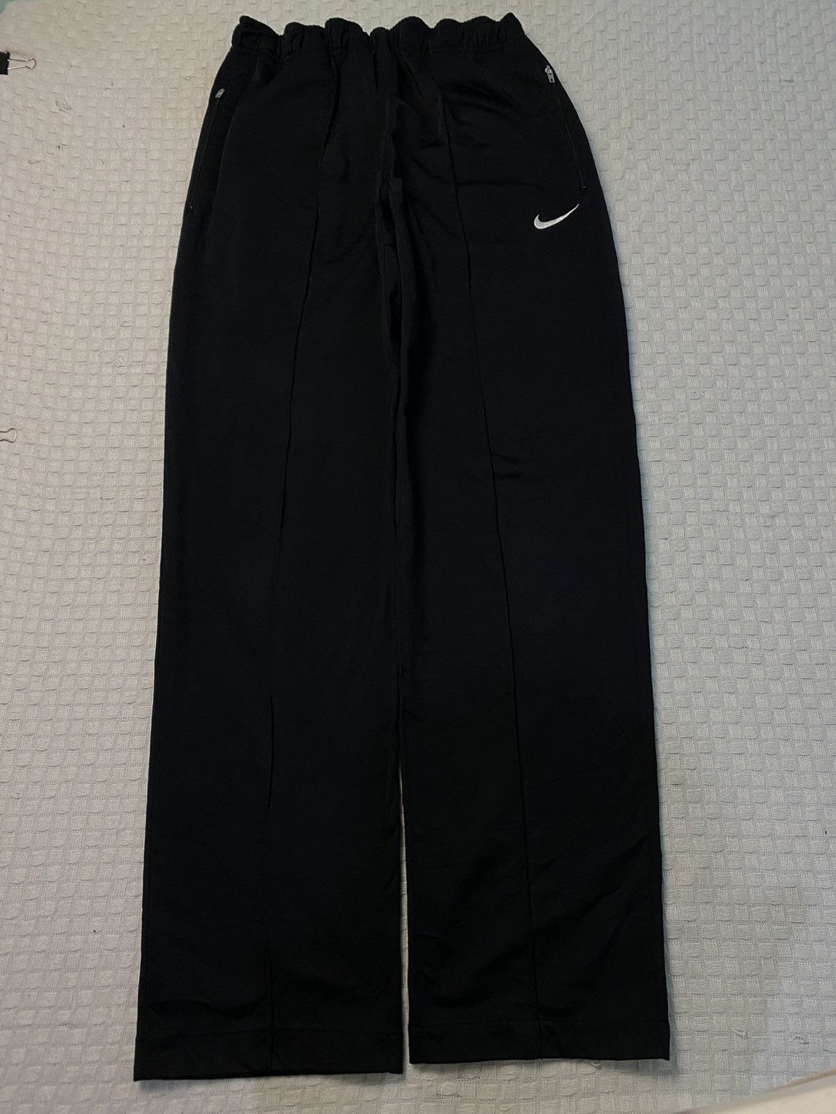 💥 VINTAGE NIKE BAGGY BLACK WIDE LEG TRACK PANTS Y2K