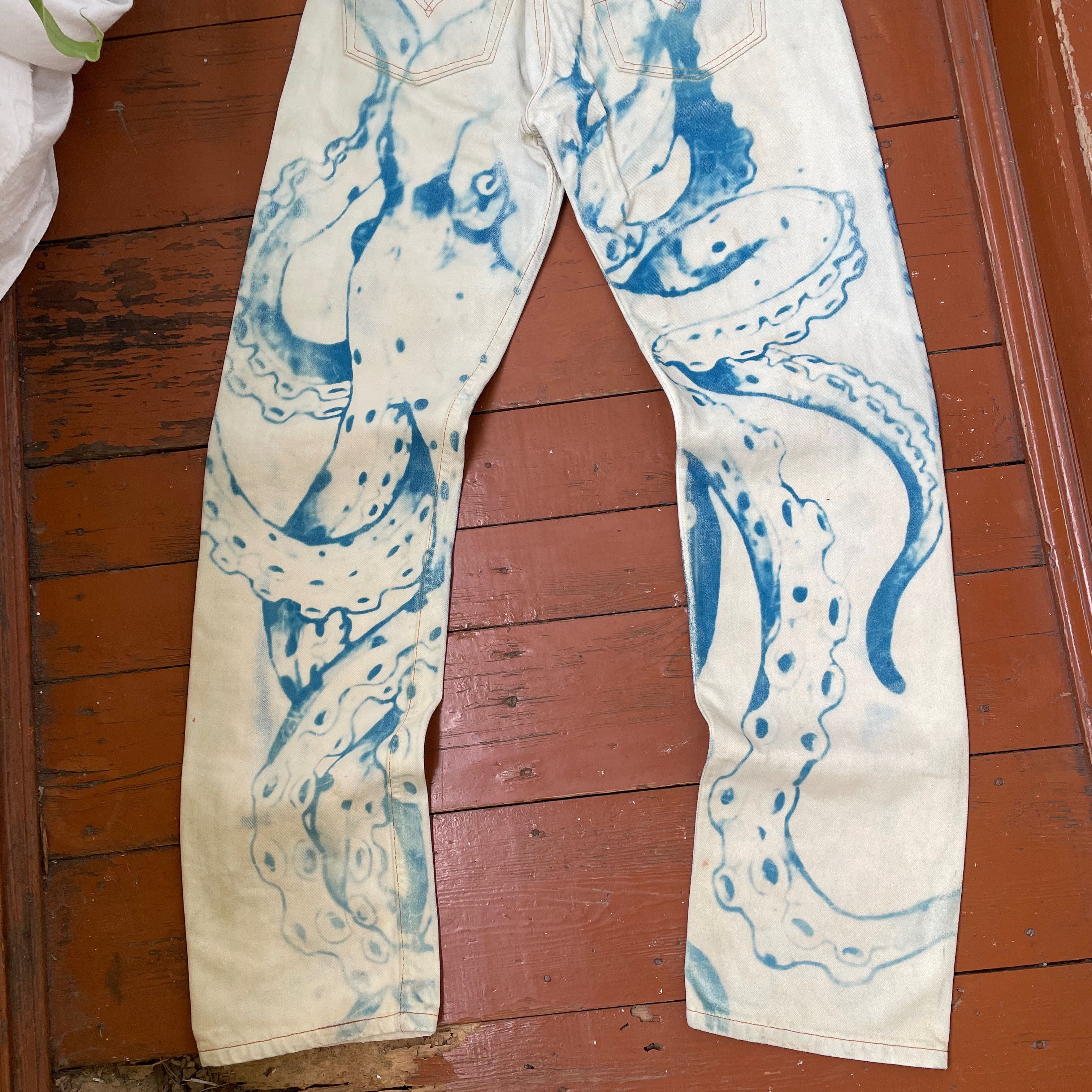 Levi's Levis 501 31x34 custom squid 🦑 print very rare Size US 31 - 4 Thumbnail