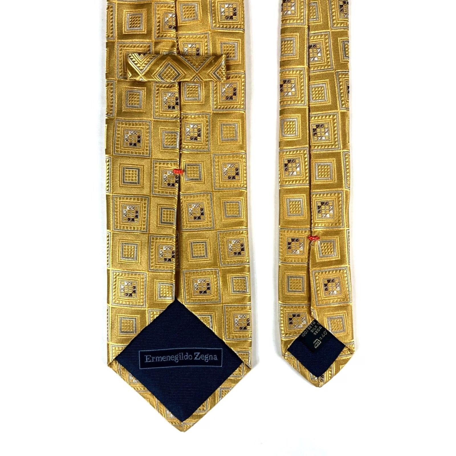 Ermenegildo Zegna Ermenegildo Zegna Tie Woven Silk Geometric Textured Gold Made in Italy Men's Size ONE SIZE - 6 Thumbnail